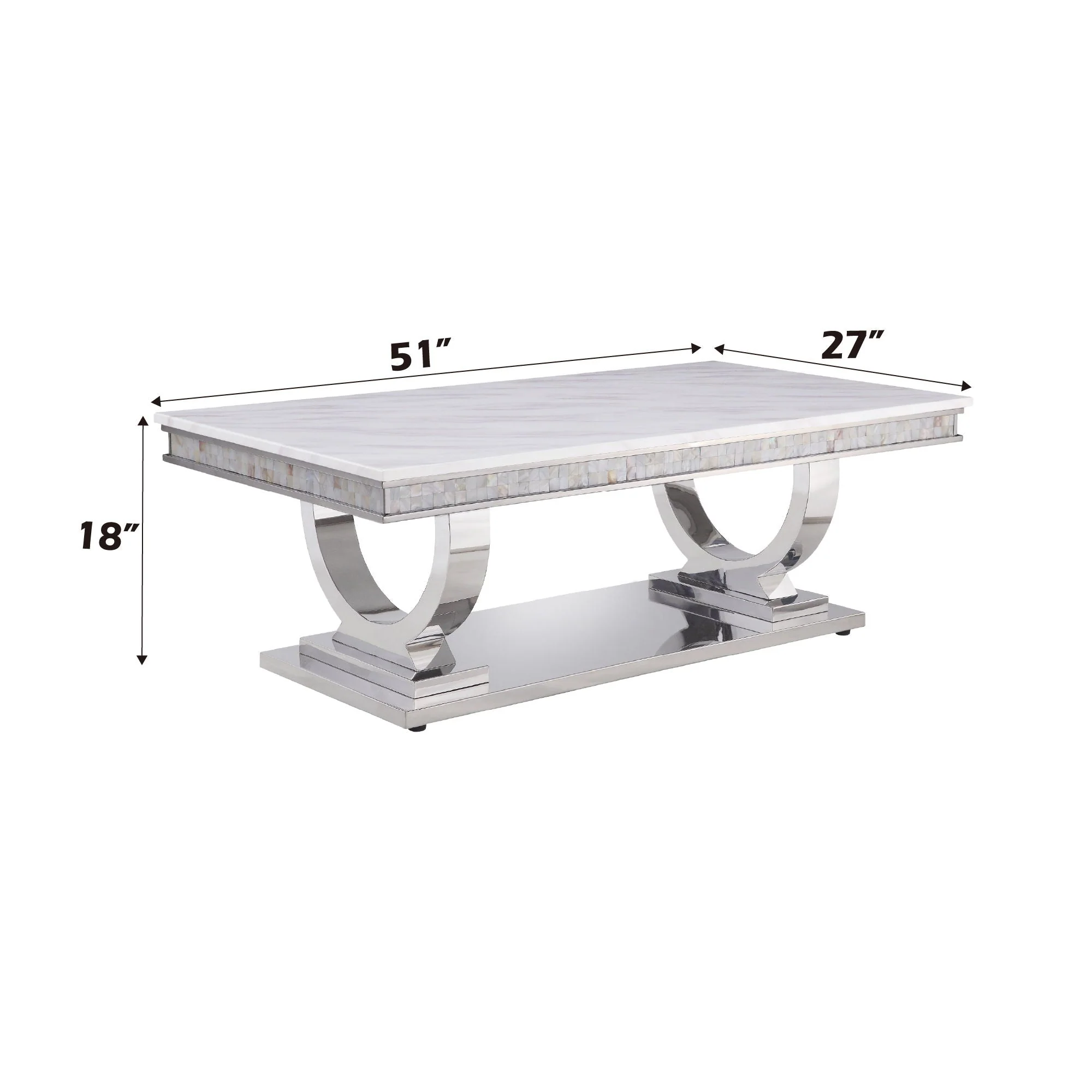 Zander - Printed Faux Marble Top & Mirrored Table - Marble - Image 2