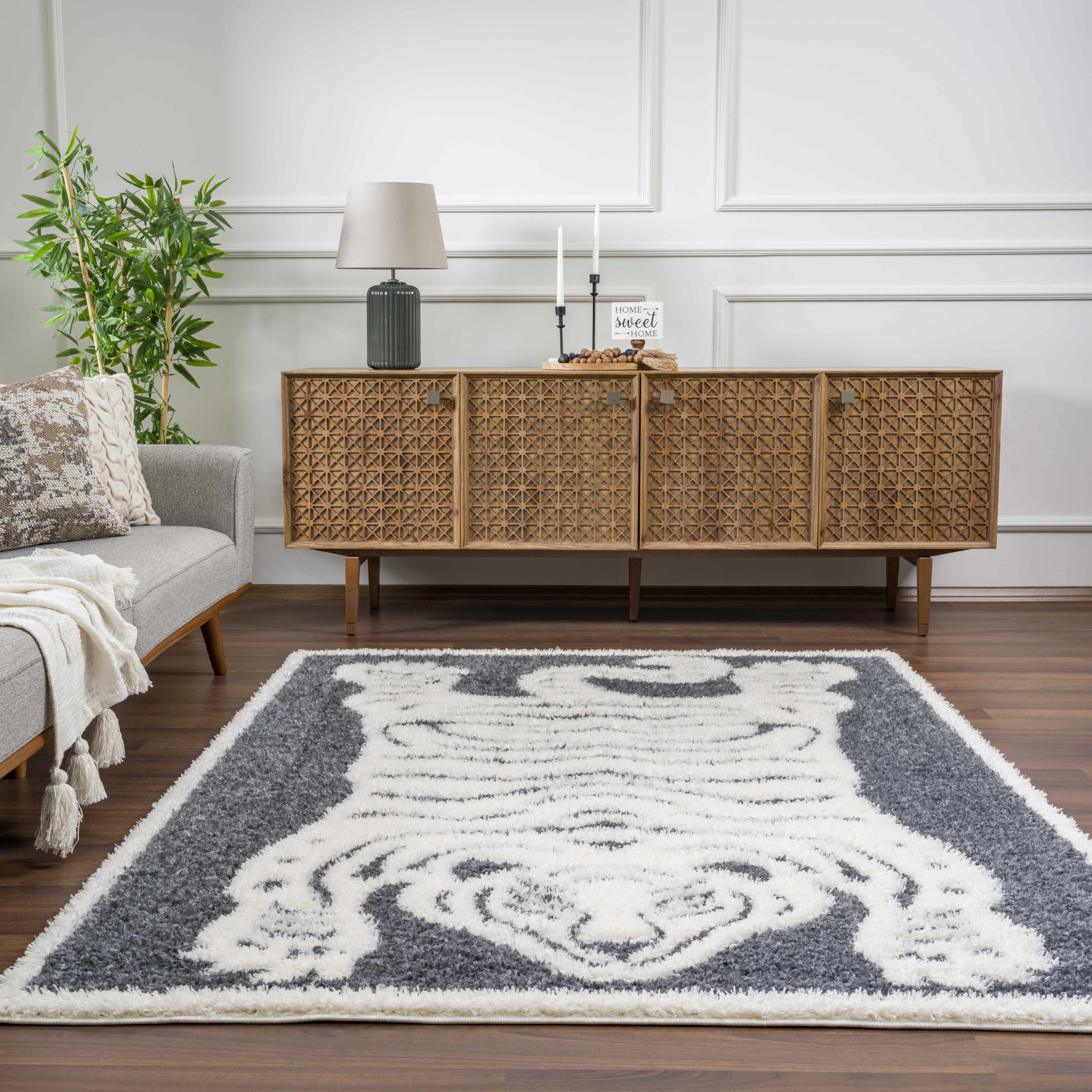 Zane Charcoal Tibetan Tiger Plush Rug - Image 12