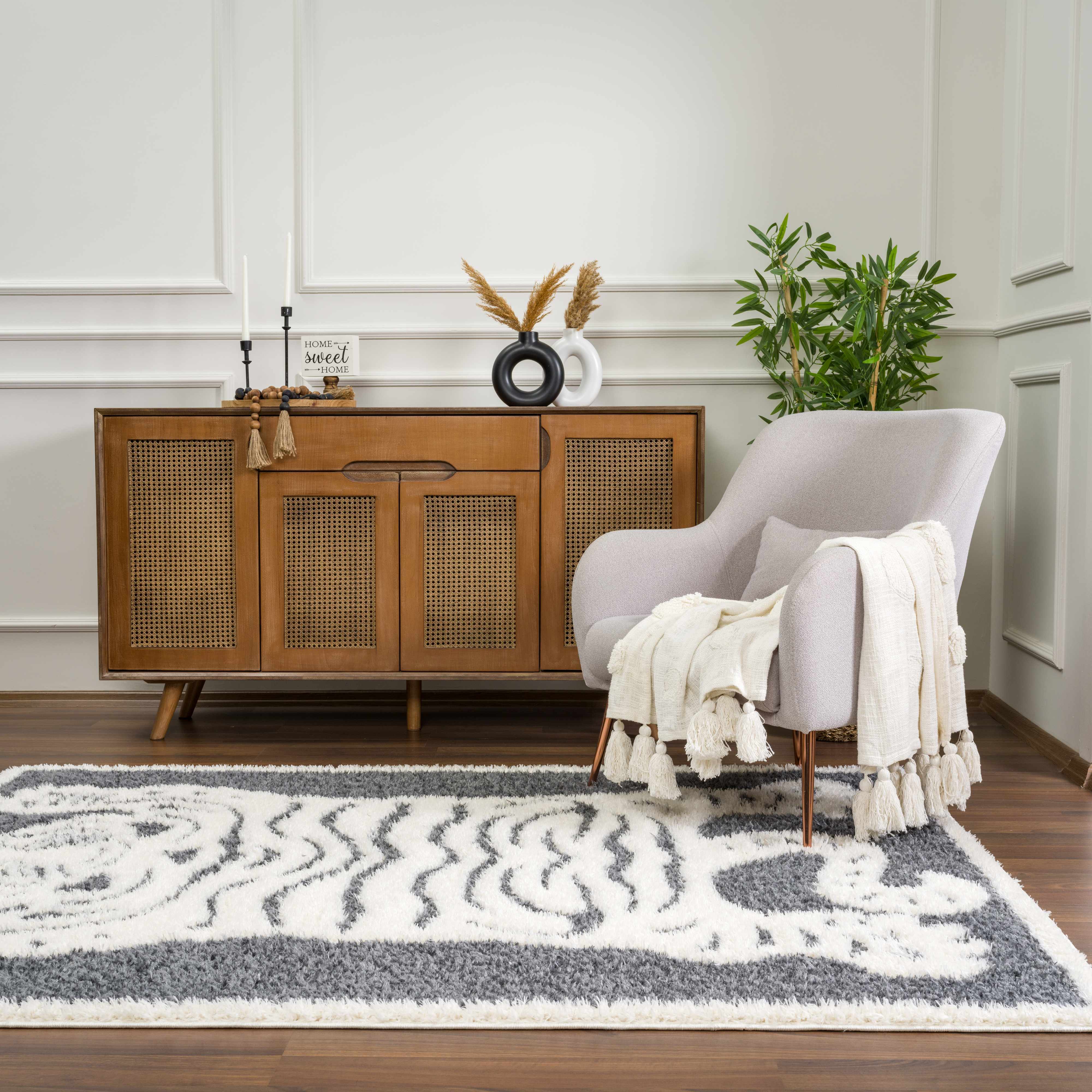 Zane Charcoal Tibetan Tiger Plush Rug - Image 14