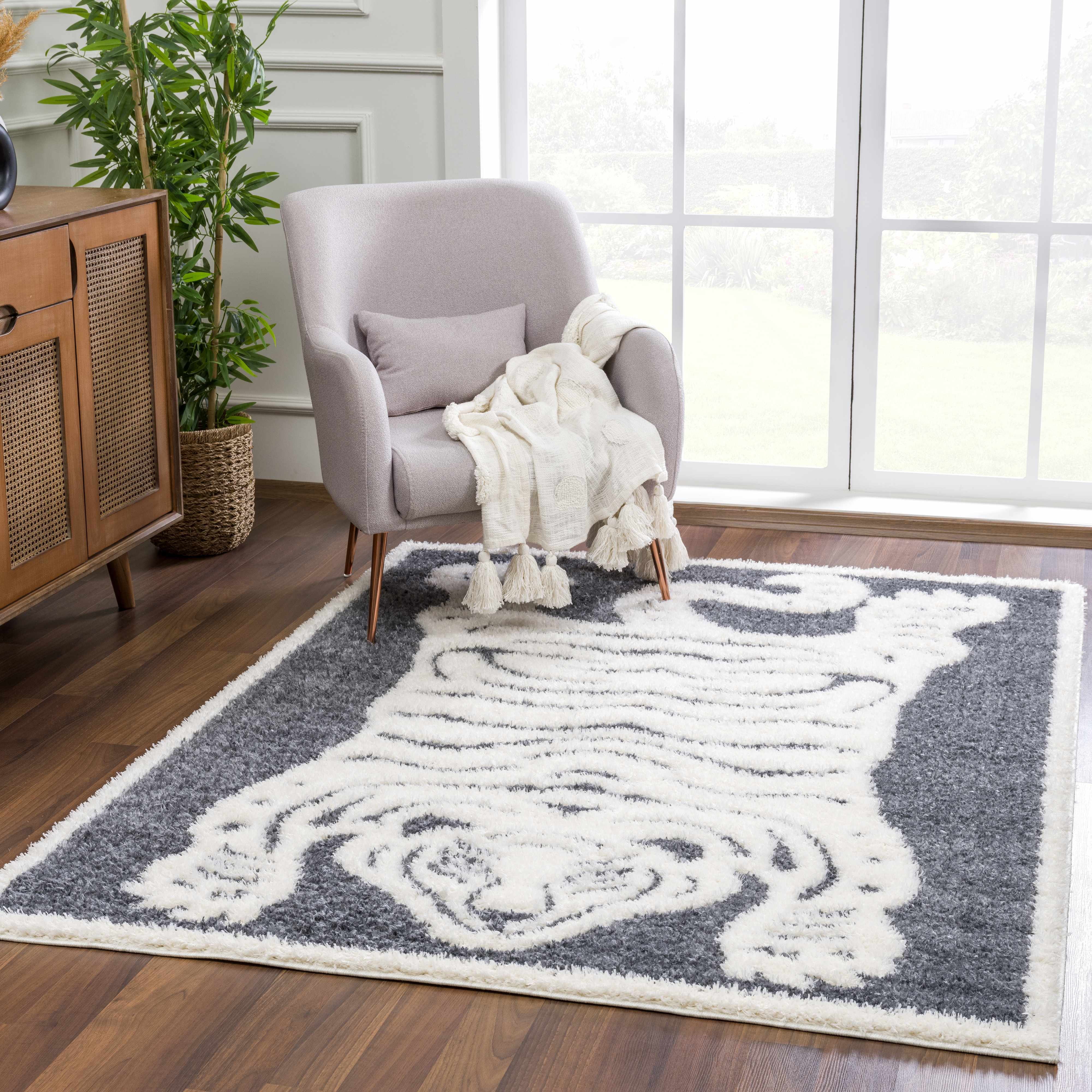 Zane Charcoal Tibetan Tiger Plush Rug - Image 2