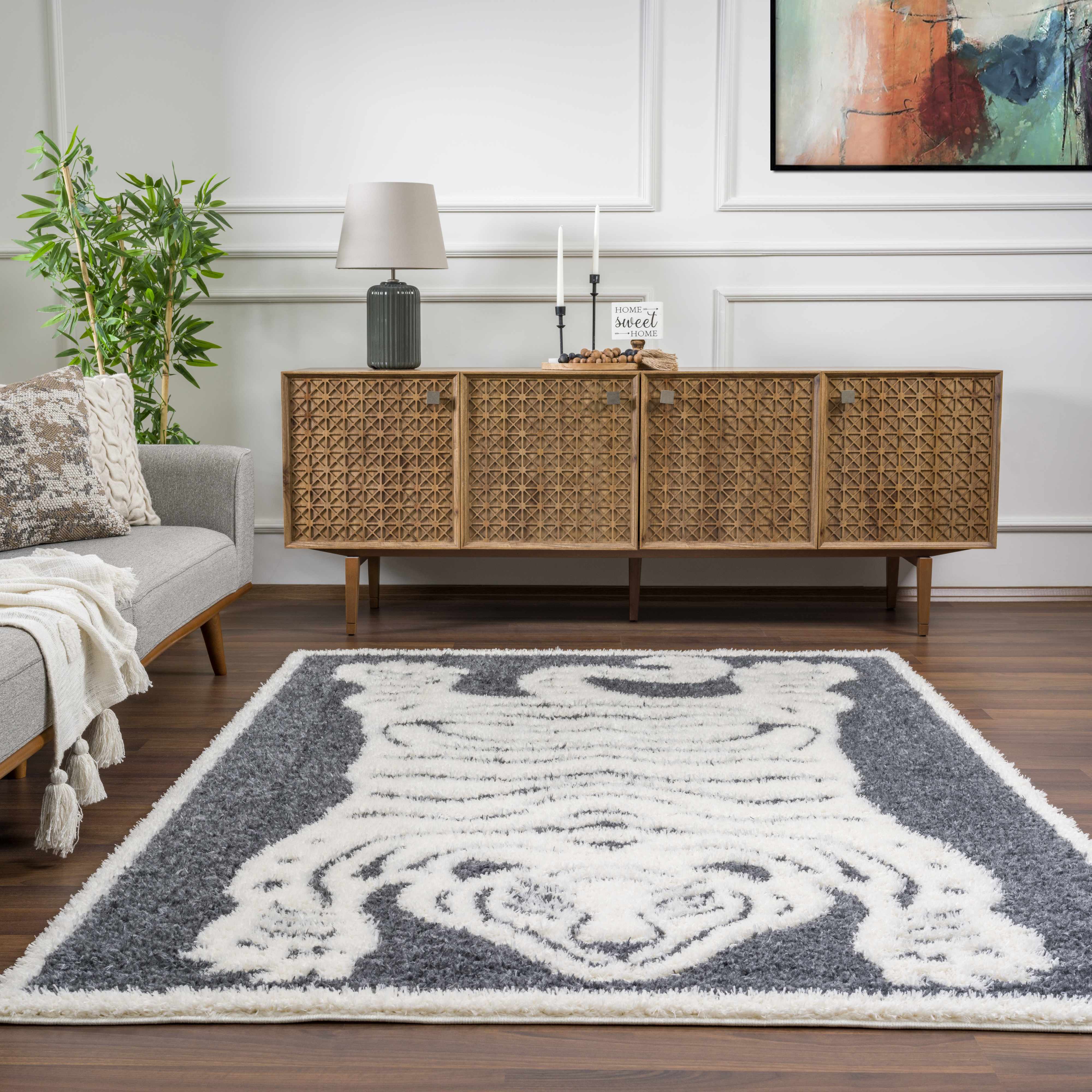 Zane Charcoal Tibetan Tiger Plush Rug - Image 4