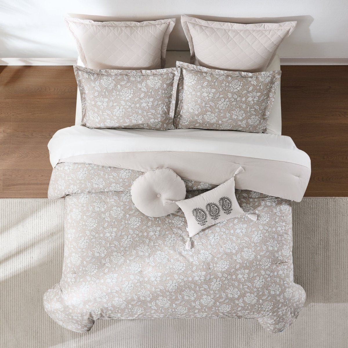Zara Floral Block Cotton Comforter 8Pc Set - Image 4