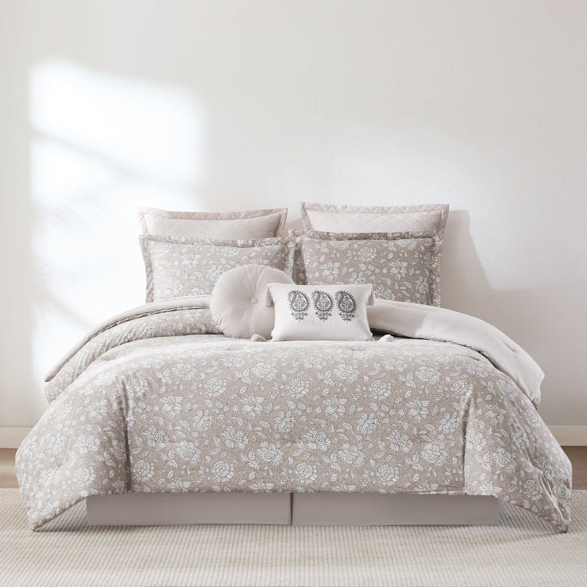 Zara Floral Block Cotton Comforter 8Pc Set - Image 9
