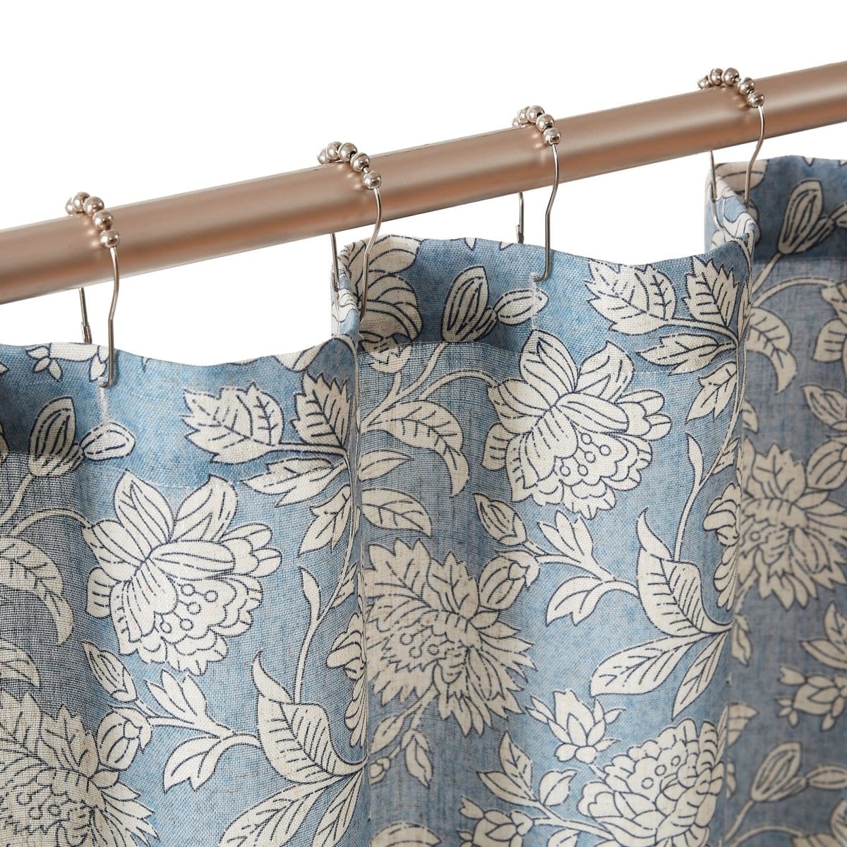 Zara Floral Block Linen Textured Shower Curtain - Image 2