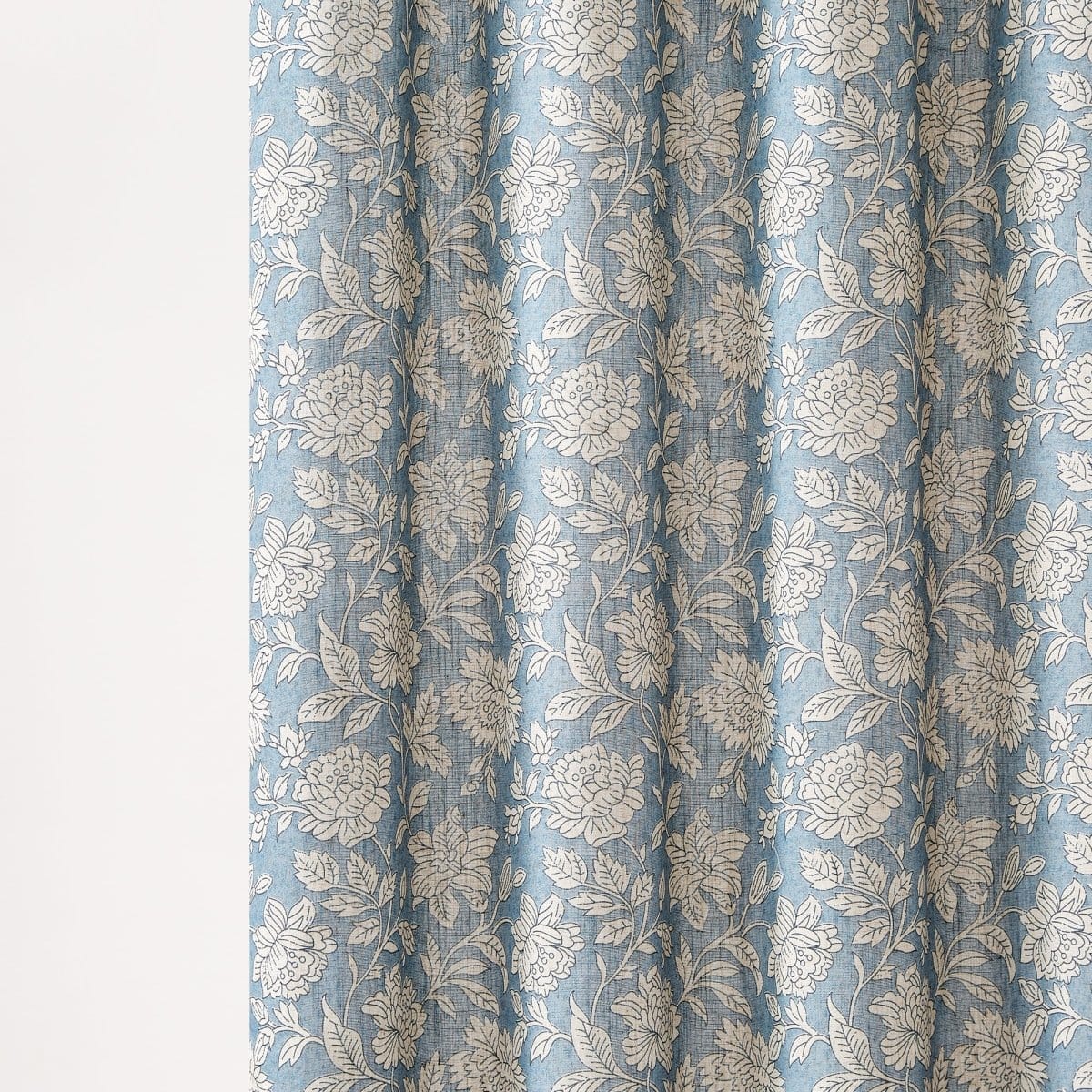 Zara Floral Block Linen Textured Shower Curtain - Image 3