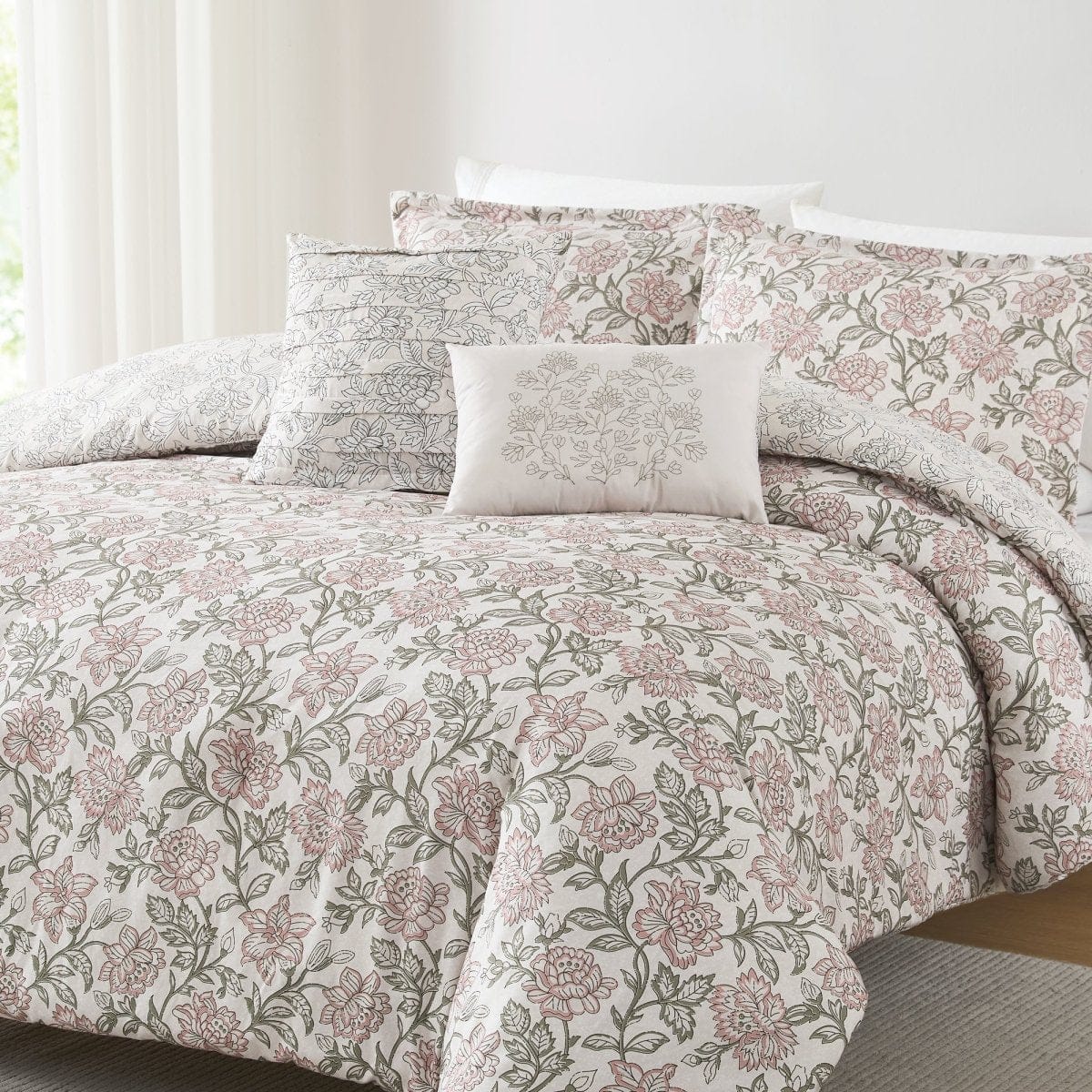 Zara Floral Block Reversible Comforter 5Pc Set - Image 2