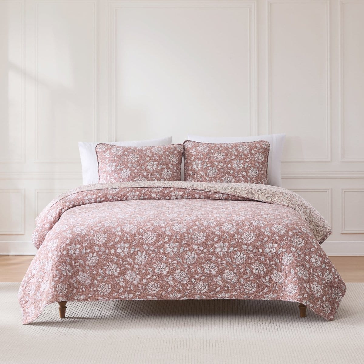 Zara Floral Block Reversible Cotton Quilt Set - Image 17