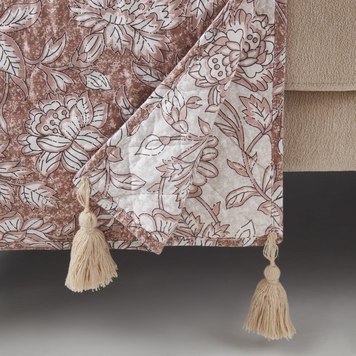 Zara Floral Block Reversible Cotton Throw Blanket - Image 2