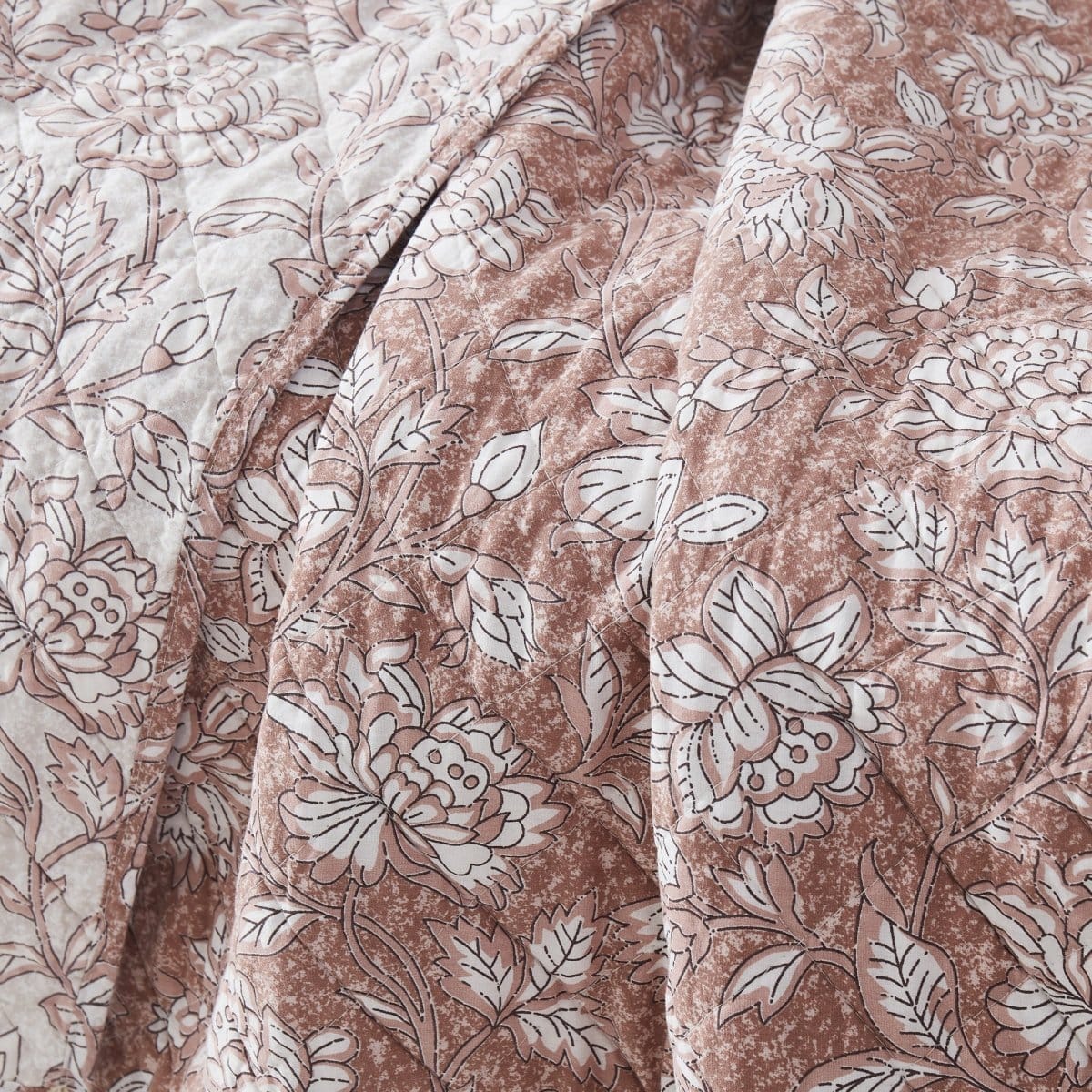 Zara Floral Block Reversible Cotton Throw Blanket - Image 4
