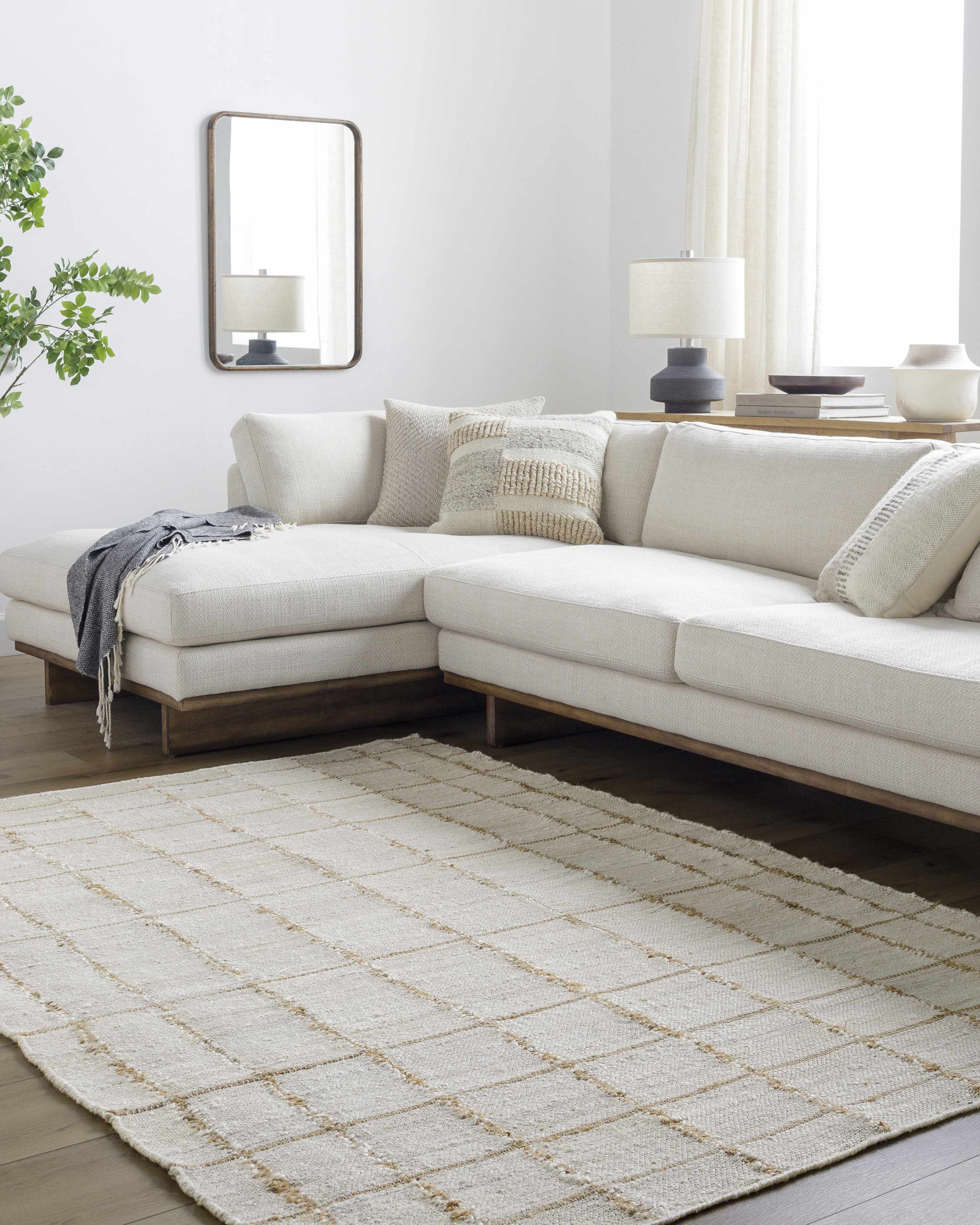 Zared Checkered Jute Area Rug - Image 2