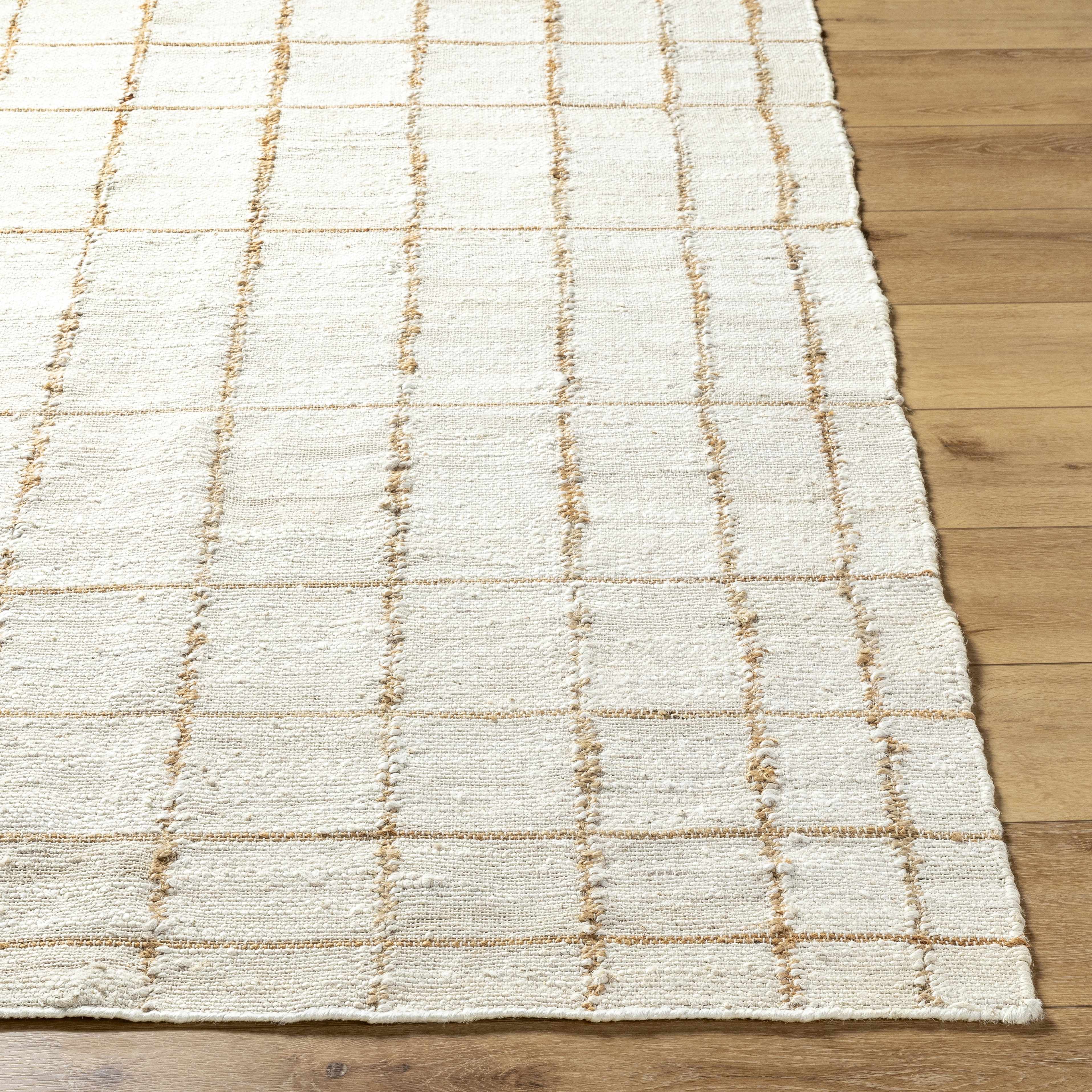 Zared Checkered Jute Area Rug - Image 5