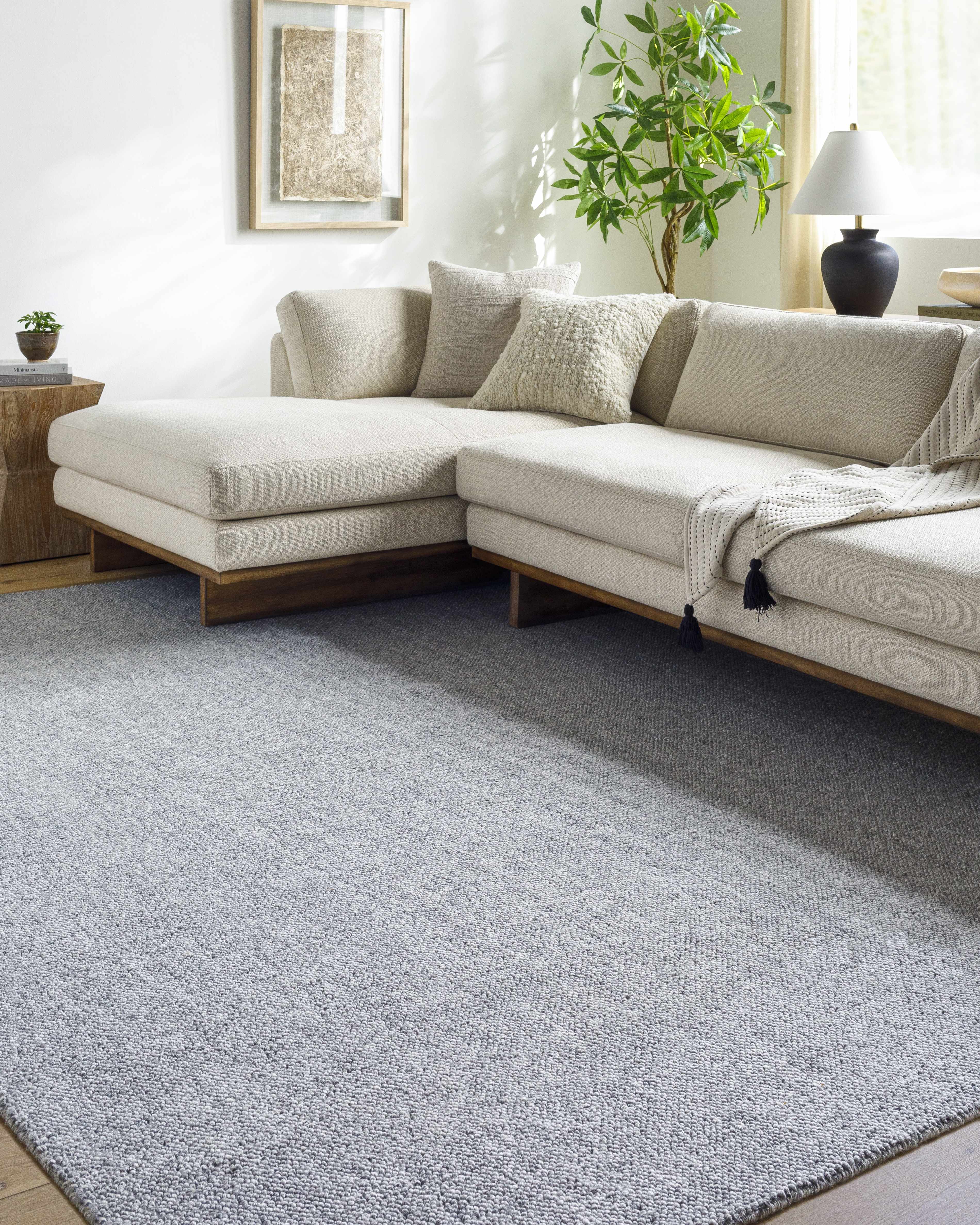 Zareh Blue Solid Area Rug - Clearance - Image 2