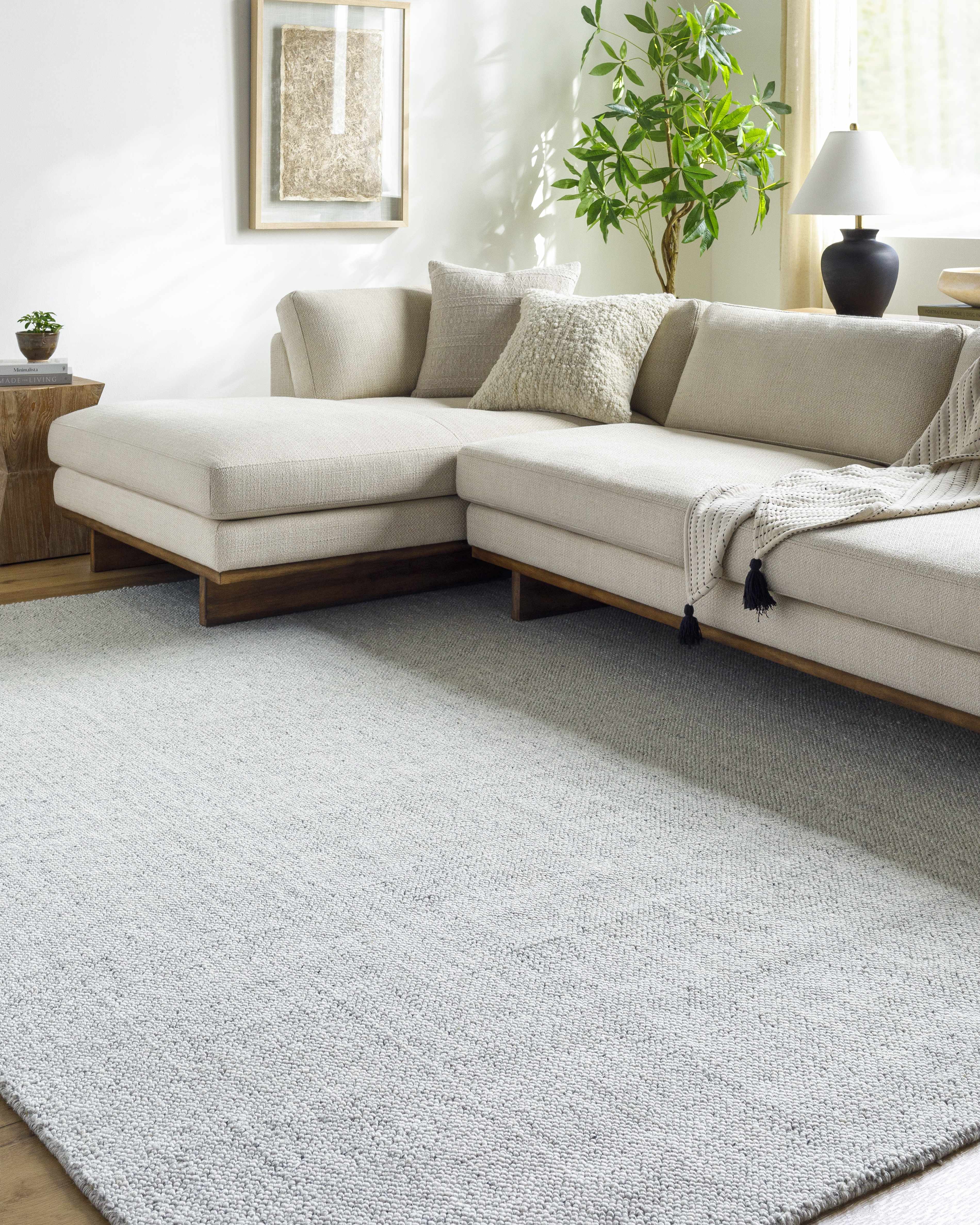 Zareh Gray Blue Solid Area Rug - Clearance - Image 2