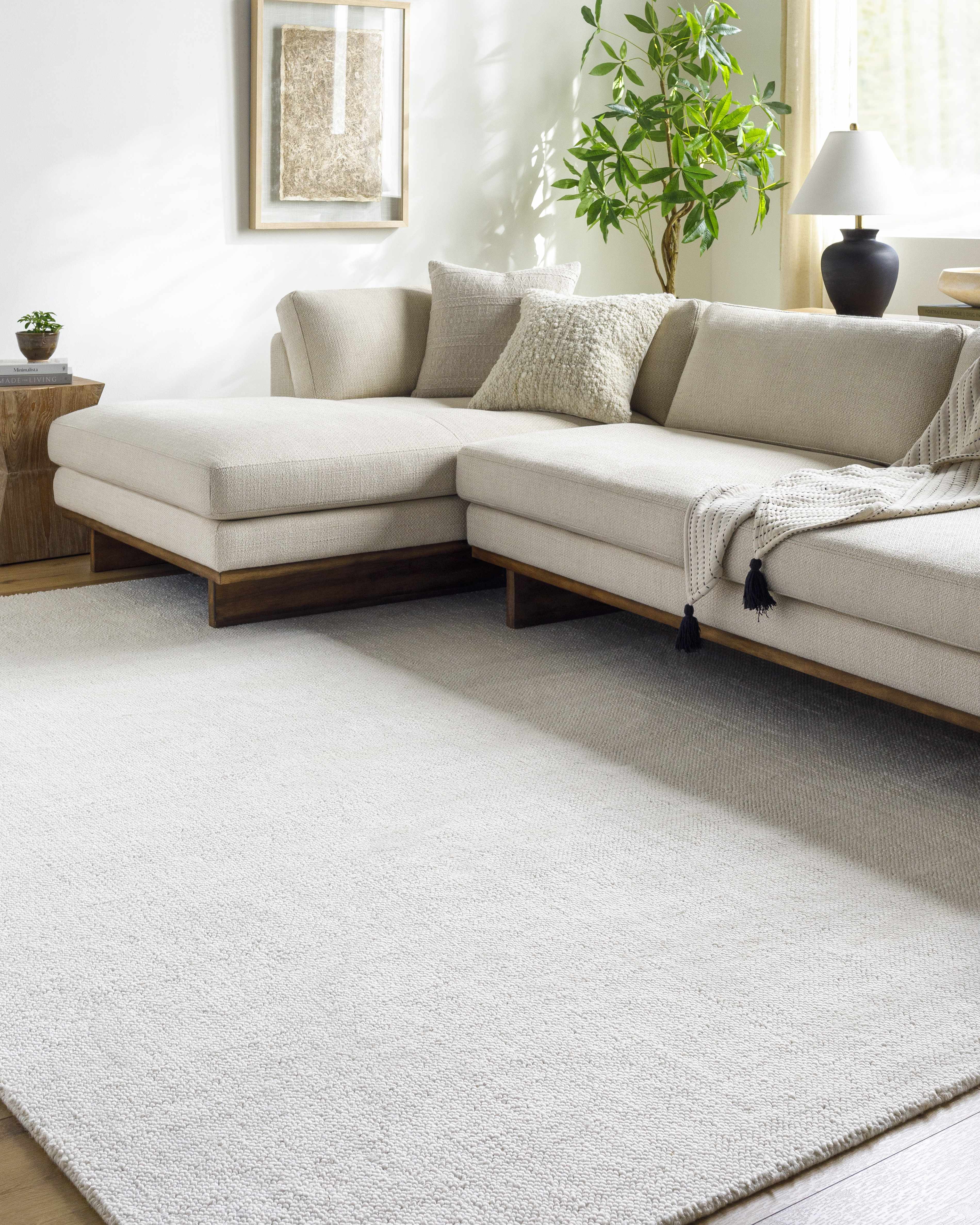 Zareh Off White Solid Area Rug - Clearance - Image 2