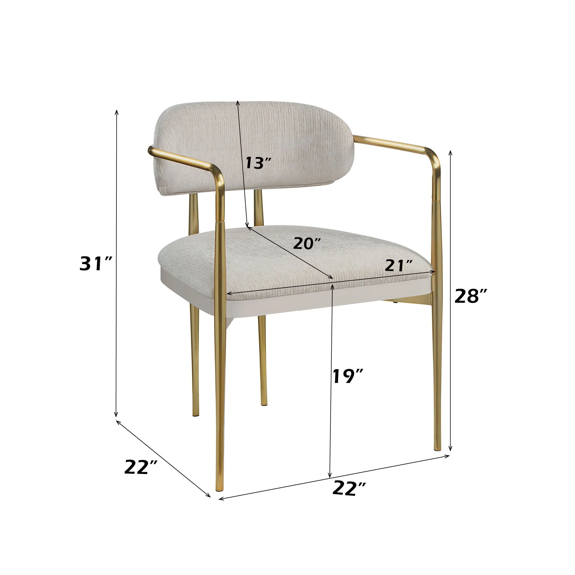 Zayn - Arm Chair (Set of 2) - Beige / Gold - Image 2
