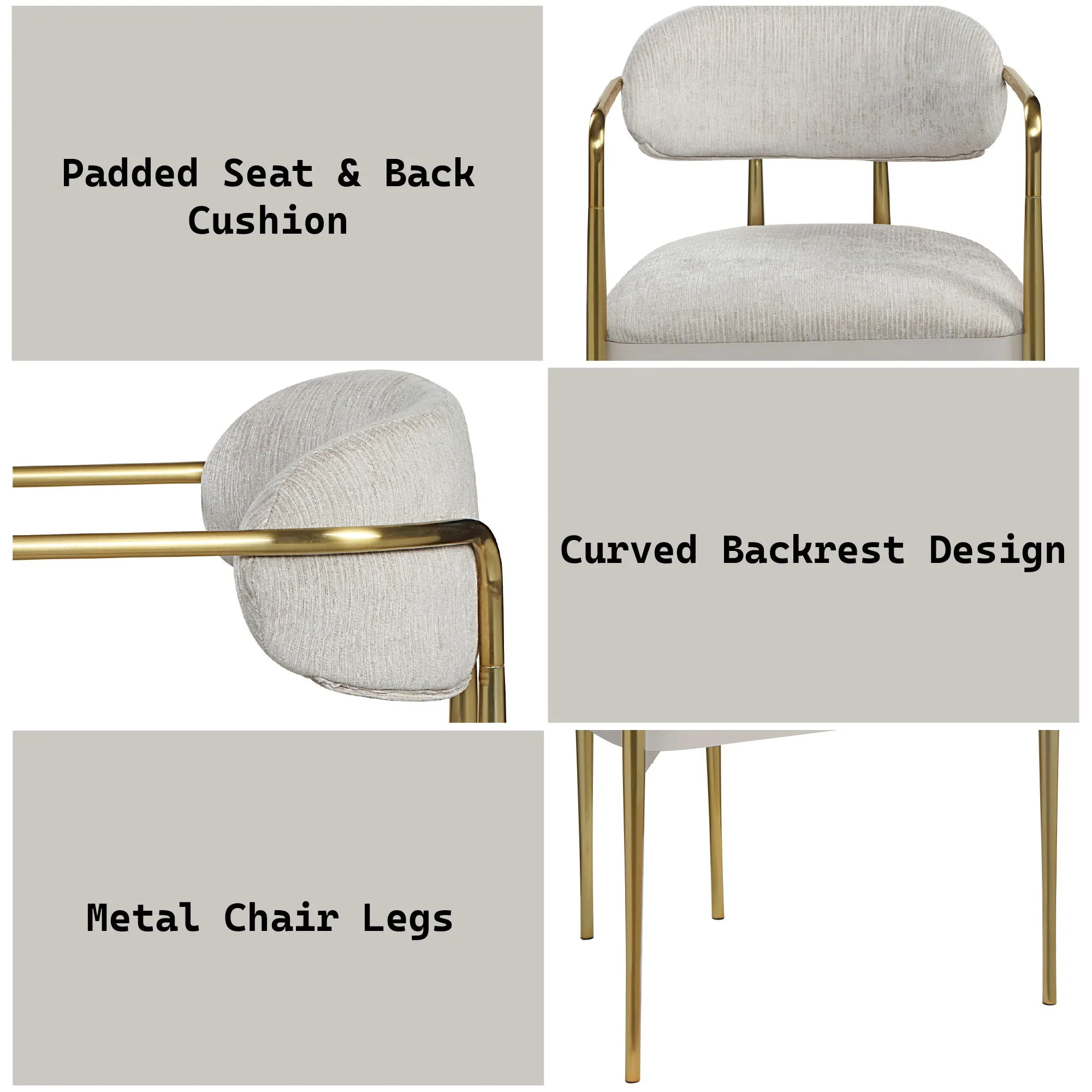 Zayn - Arm Chair (Set of 2) - Beige / Gold - Image 3