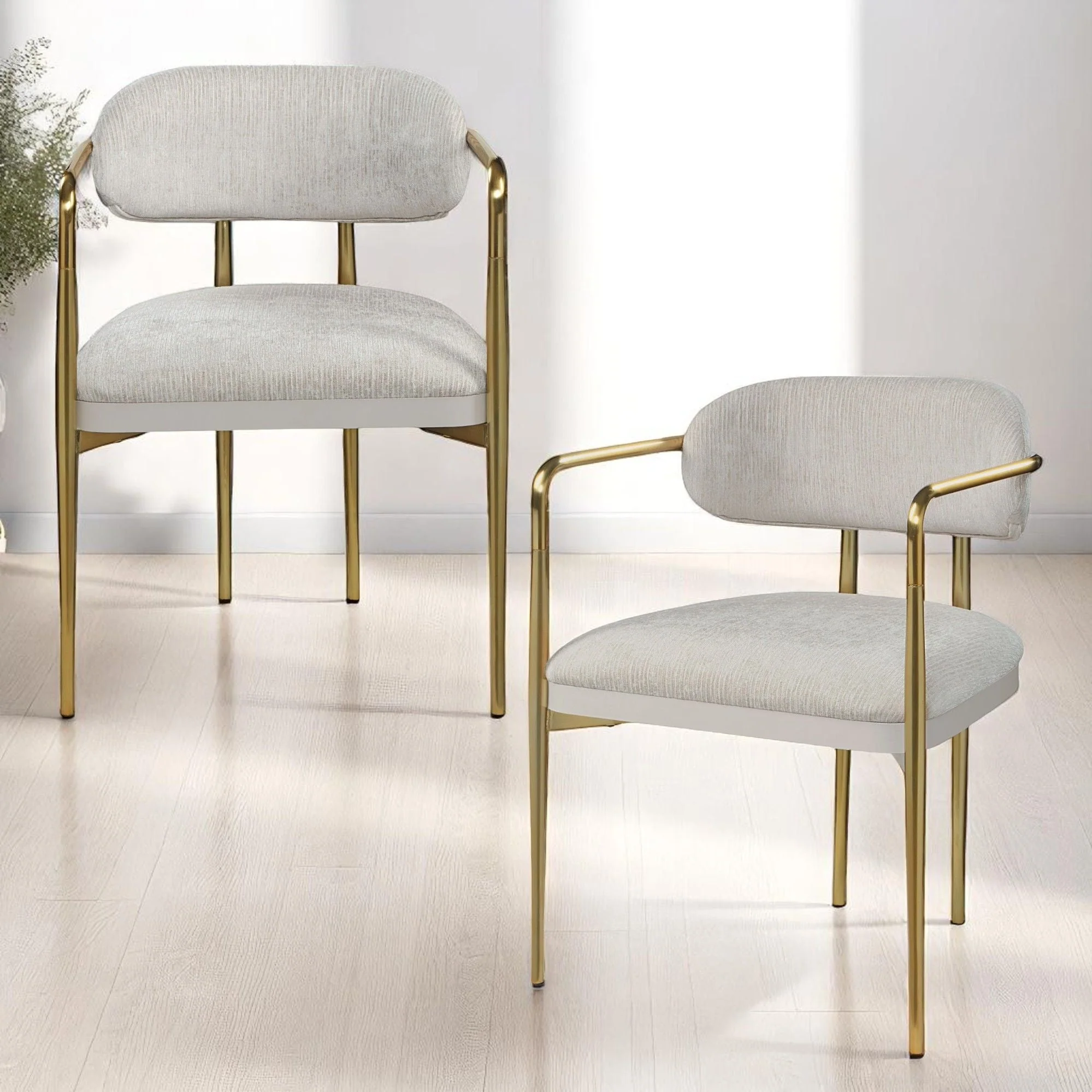Zayn - Arm Chair (Set of 2) - Beige / Gold - Image 4