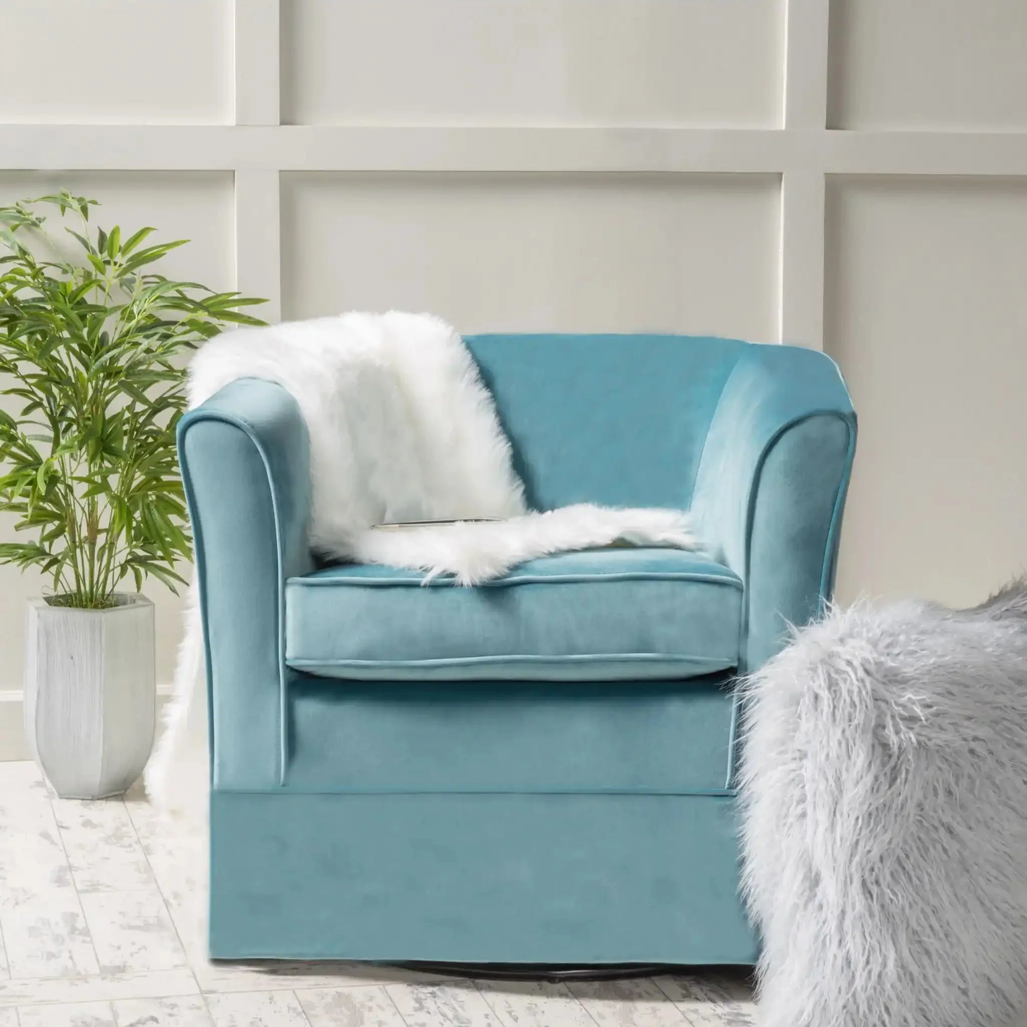 Zeniqua - Upholstered Swivel Chair With Loose Cover - Image 11