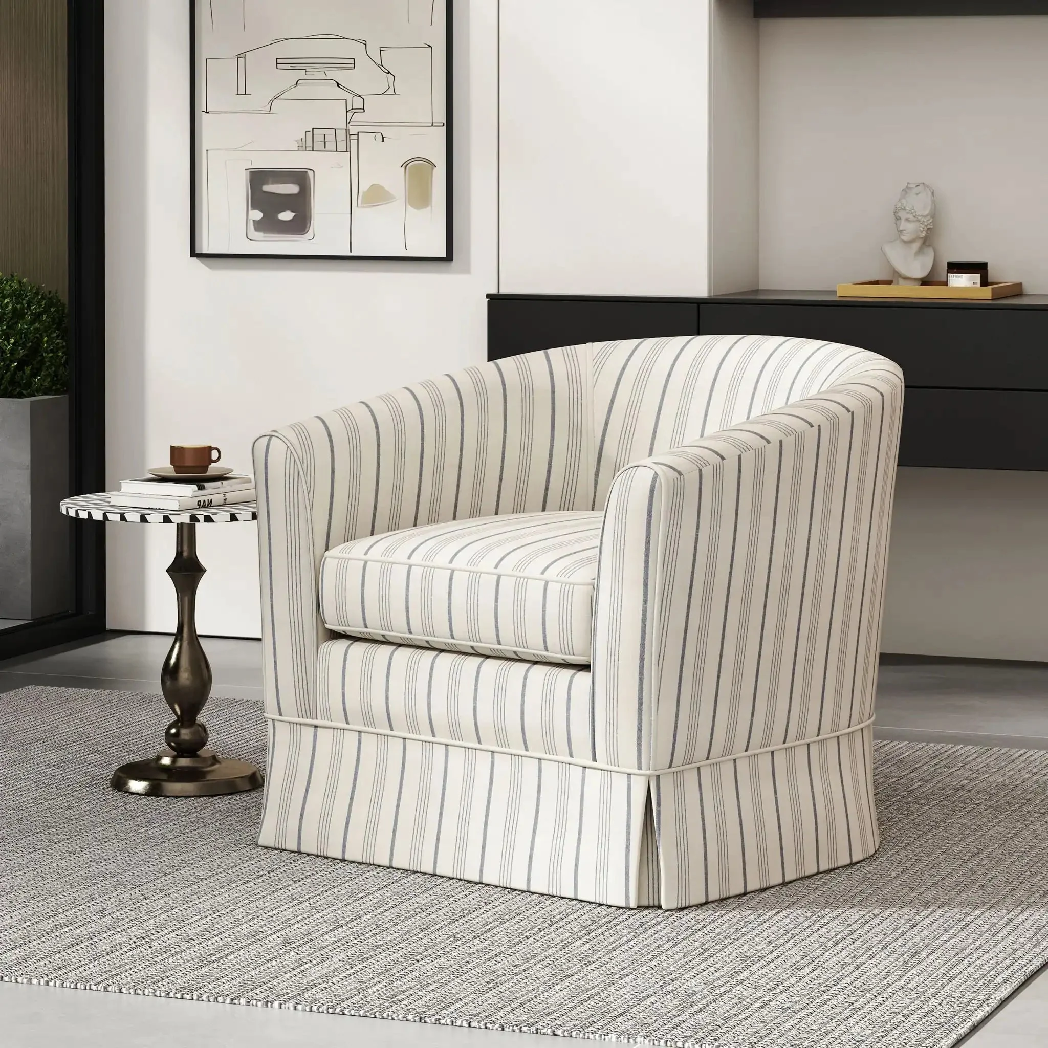 Zeniqua - Upholstered Swivel Chair With Loose Cover - Image 6