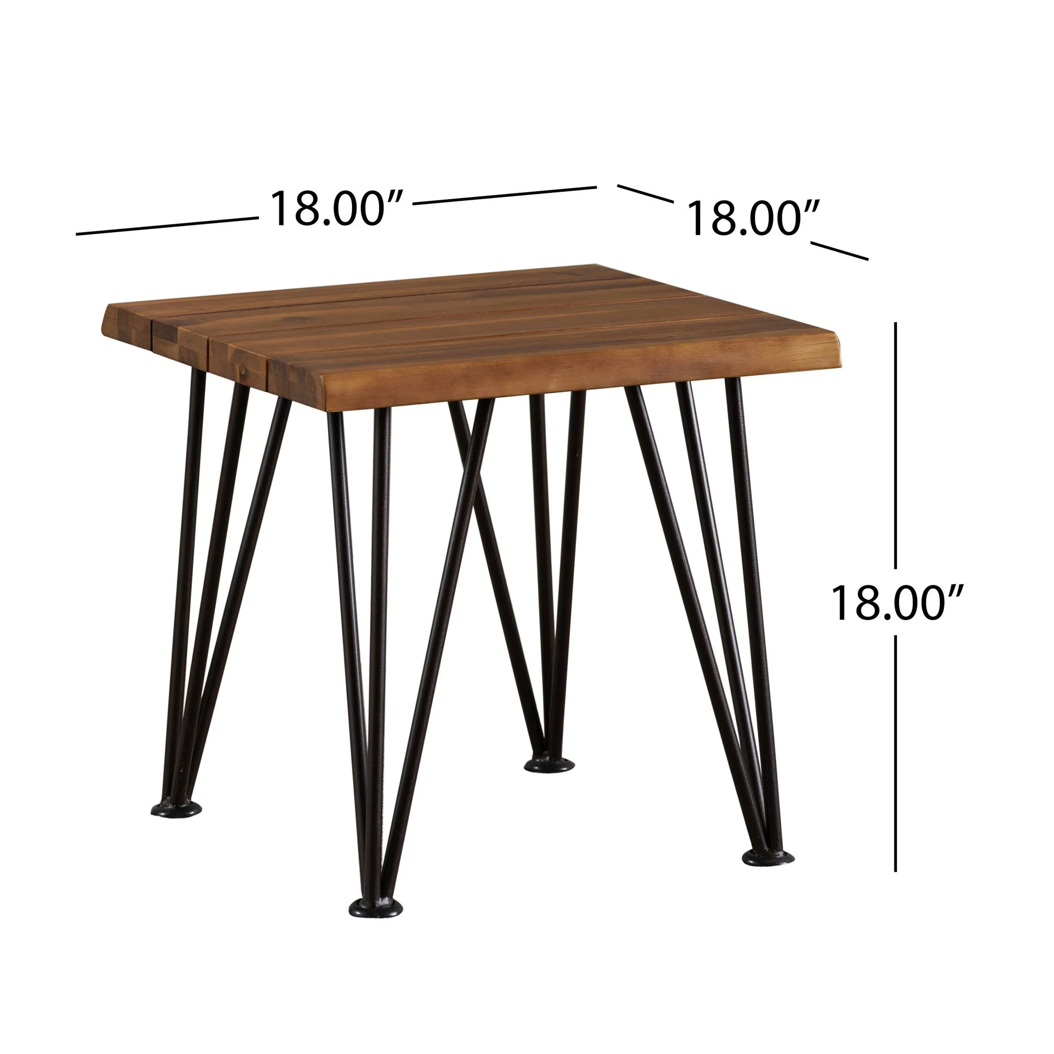 Zenith Outdoor Industrial Accent Table Set of 2 - Teak - Image 3