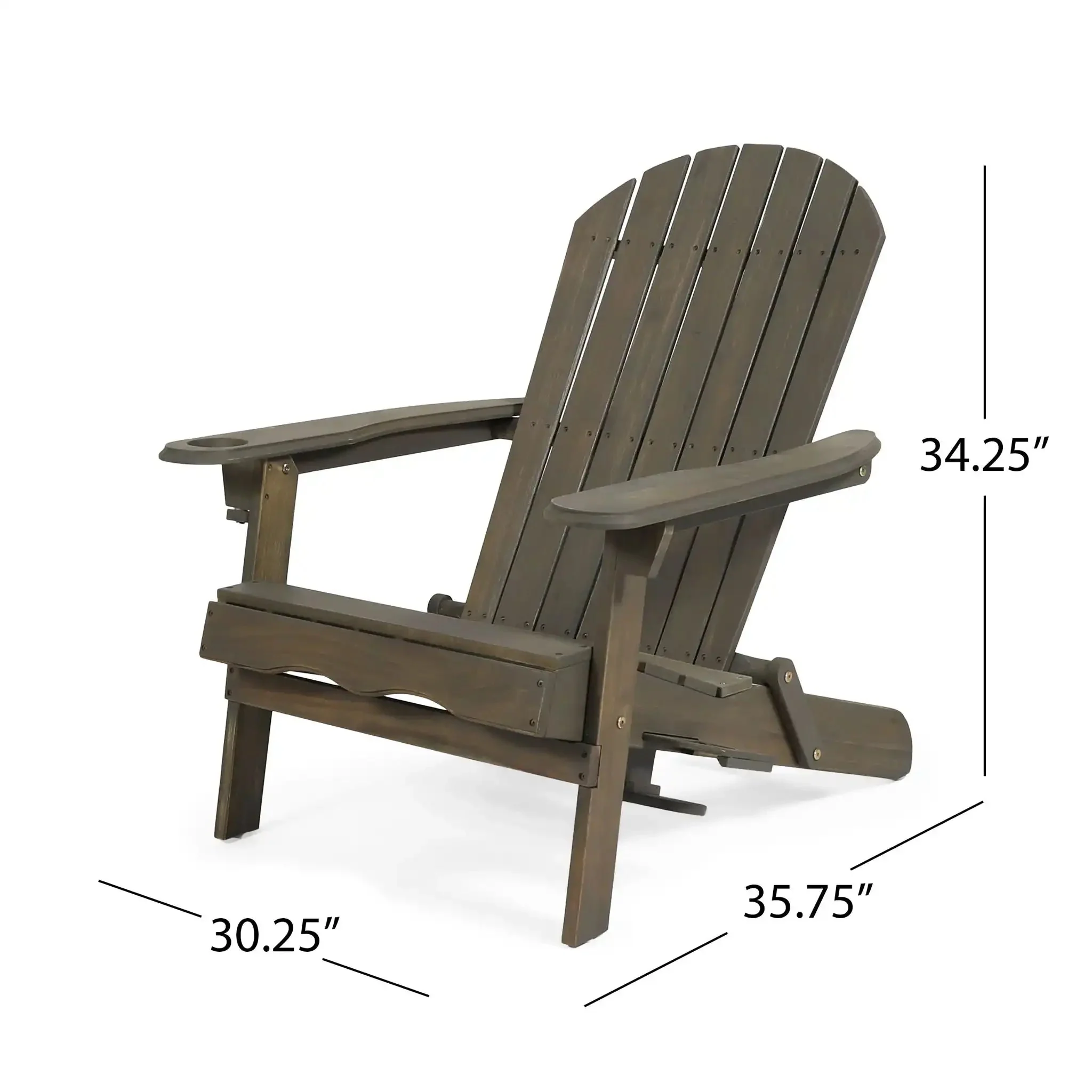 Zenithia - Outdoor Foldable Adirondack Chair With 2 Cup Holders - Image 7
