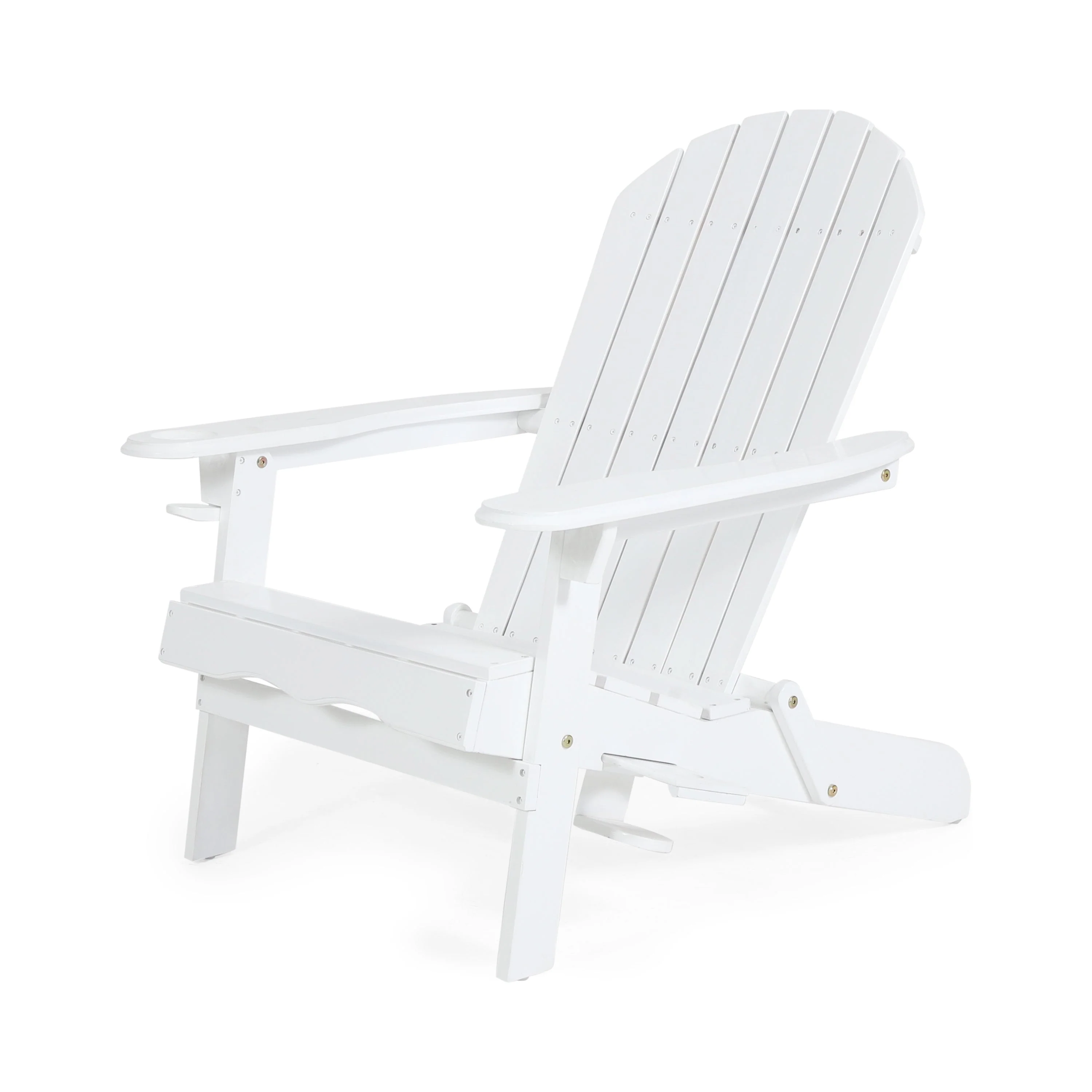 Zenithia Outdoor Foldable Adirondack Chair with 2 Cup Holders, White - Image 5