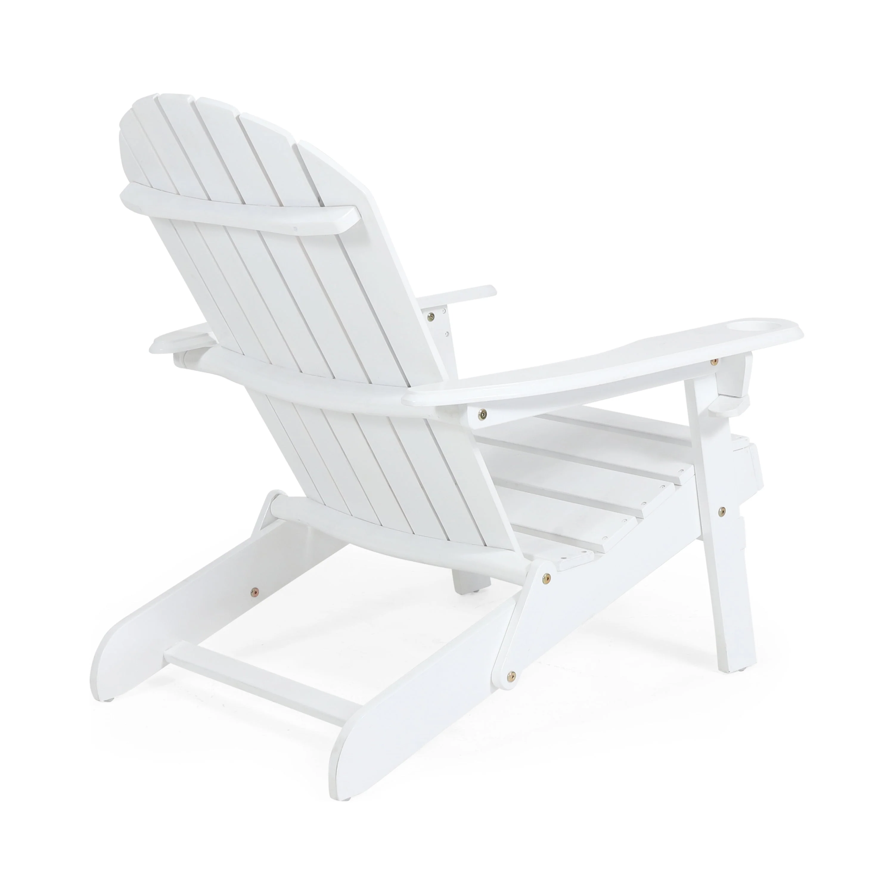 Zenithia Outdoor Foldable Adirondack Chair with 2 Cup Holders, White - Image 6
