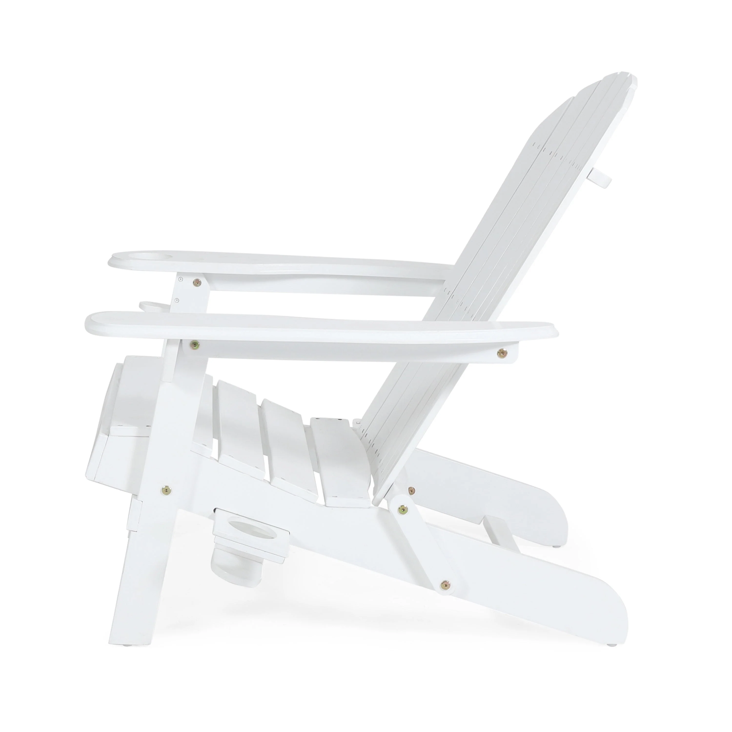 Zenithia Outdoor Foldable Adirondack Chair with 2 Cup Holders, White - Image 7