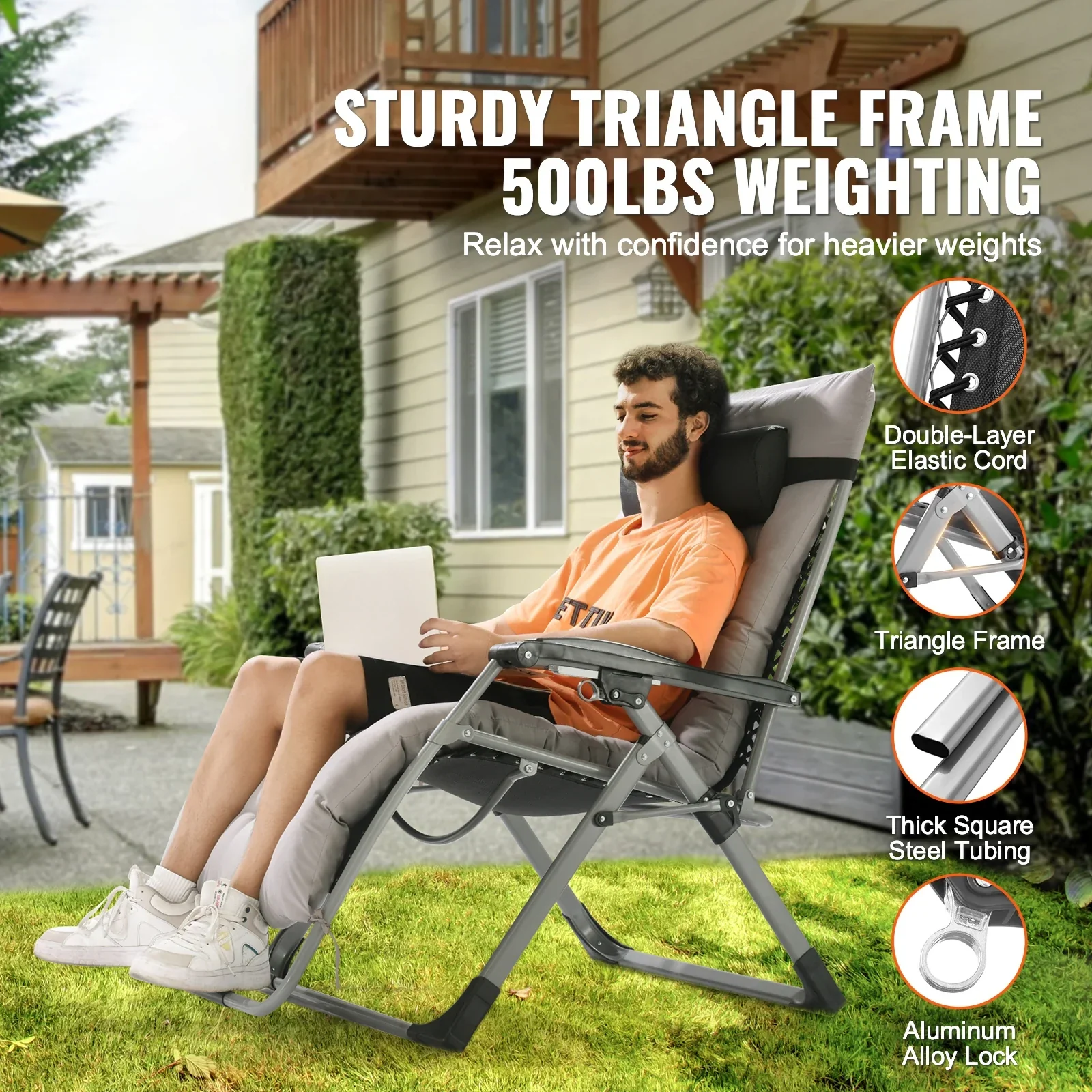 Zero Gravity Recliner Chair Adjustable Anti Gravity Lounge Chair with Cup Holder - Image 2