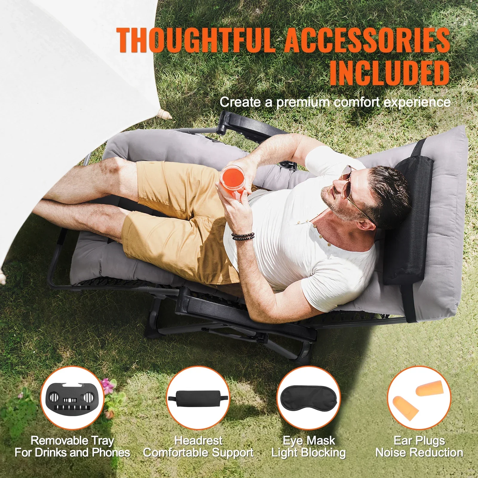 Zero Gravity Recliner Chair Adjustable Anti Gravity Lounge Chair with Cup Holder - Image 5