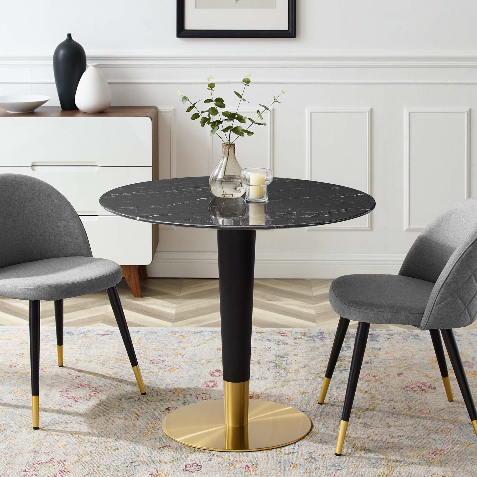 Zinque 36" Artificial Marble Dining Table by Modway - Image 4