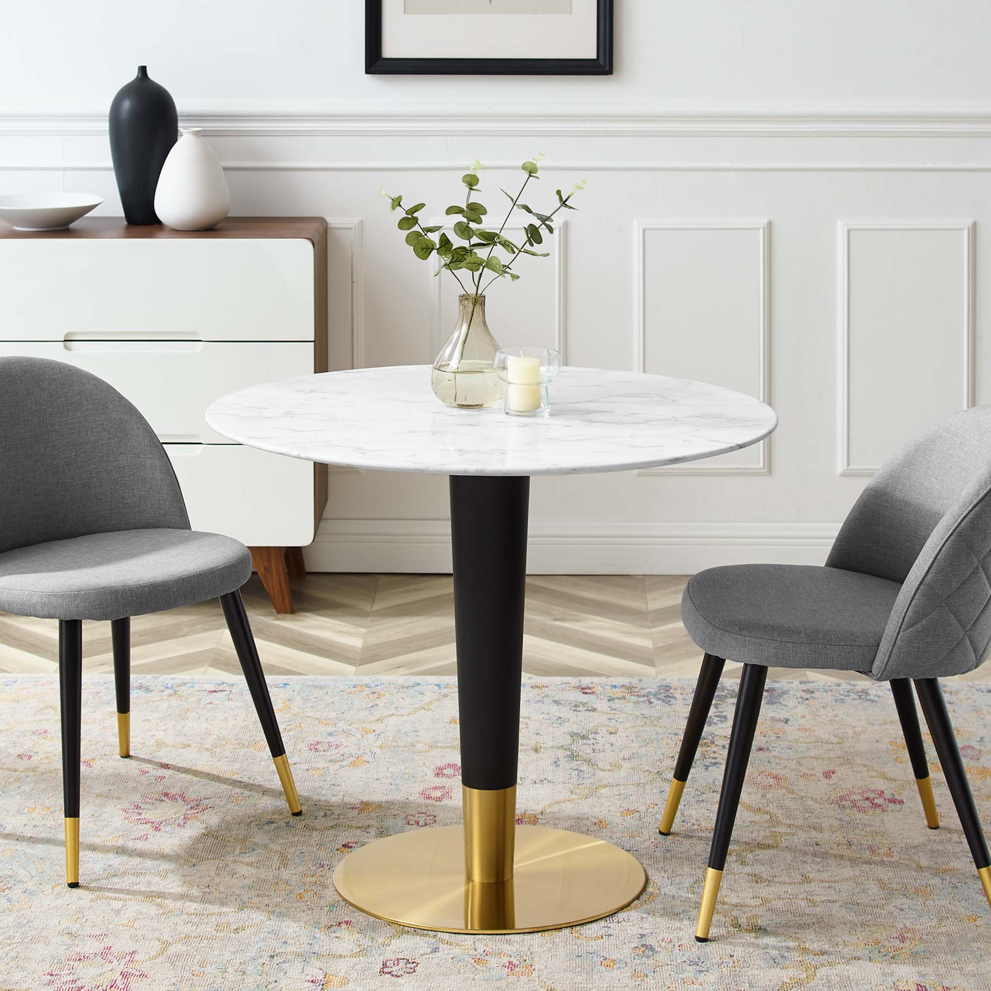 Zinque 36" Artificial Marble Dining Table by Modway - Image 4