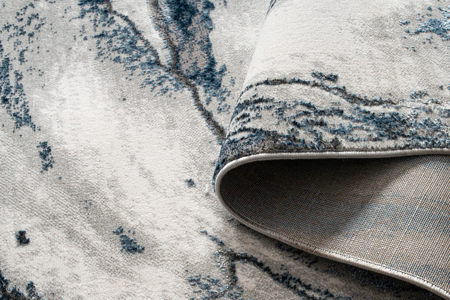 'Ziv' Luxury Area Rug in Blue and Grey Abstract Design - Image 2