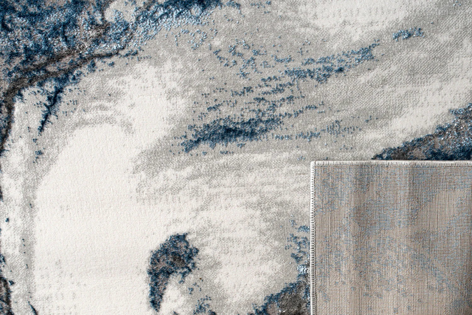 'Ziv' Luxury Area Rug in Blue and Grey Abstract Design - Image 3