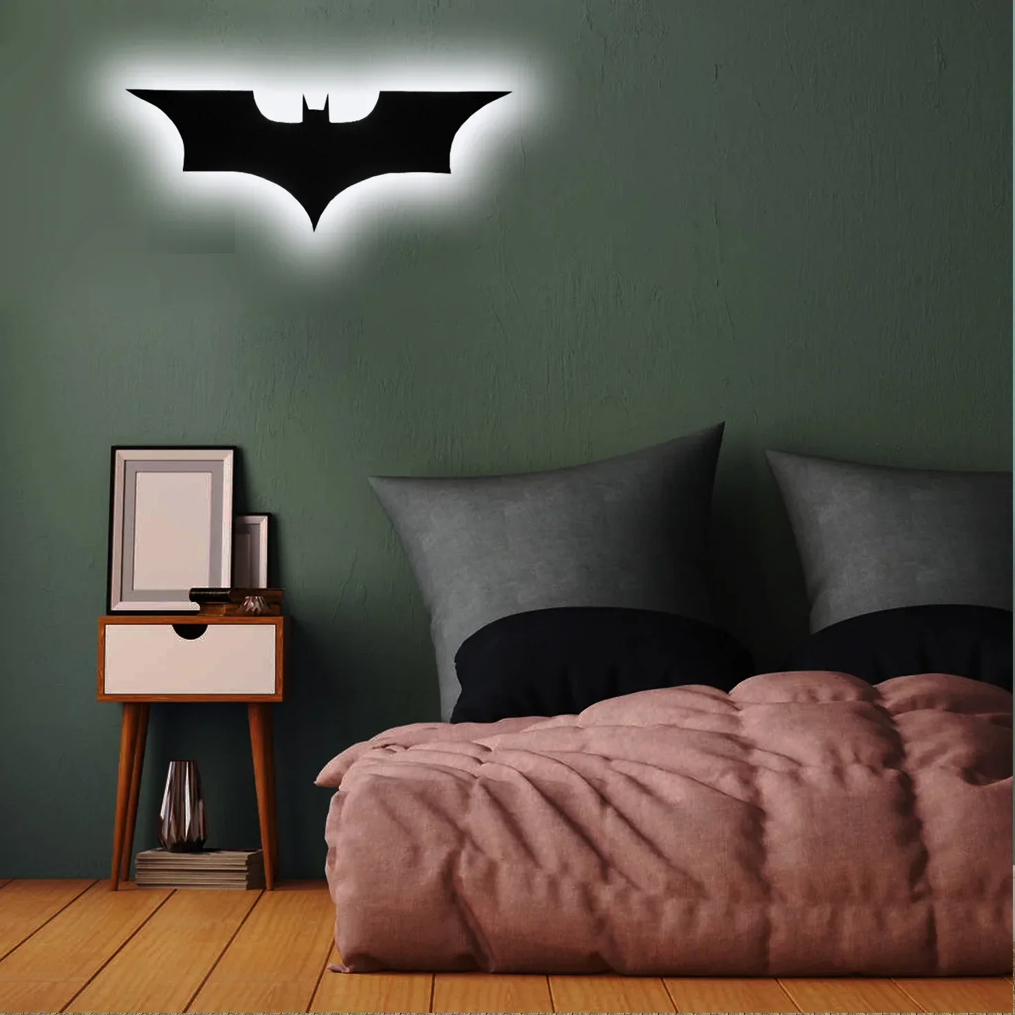 ZK50 Color Changing LED Night Light Bat Wing Wall Lamp Remote Bedside Ambient Light - Image 3
