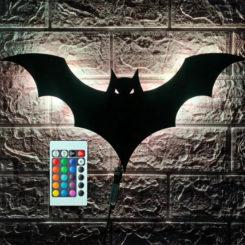 ZK50 Color Changing LED Night Light Bat Wing Wall Lamp Remote Bedside Ambient Light - Image 9