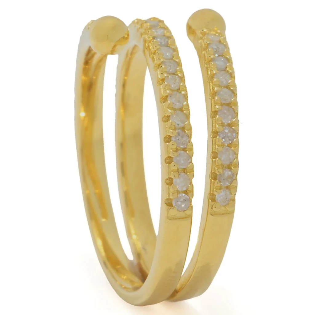 Zoey Blush 18K Gold Plated 0.33ctw Round Diamond Wrap Ring - Image 2