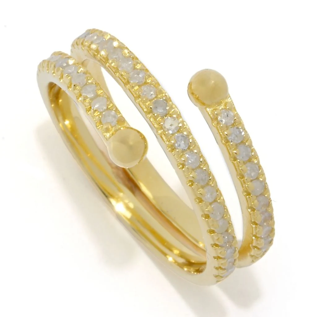 Zoey Blush 18K Gold Plated 0.33ctw Round Diamond Wrap Ring - Image 3