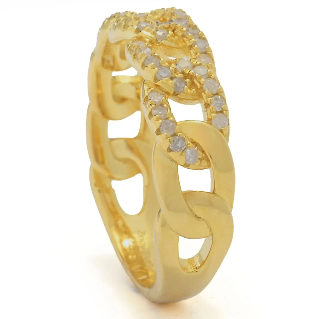 Zoey Blush 18K Gold Plated 0.40ctw Diamond Curb Link Band Ring - Image 2