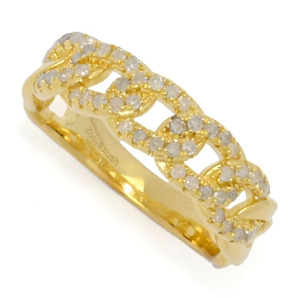 Zoey Blush 18K Gold Plated 0.40ctw Diamond Curb Link Band Ring - Image 7