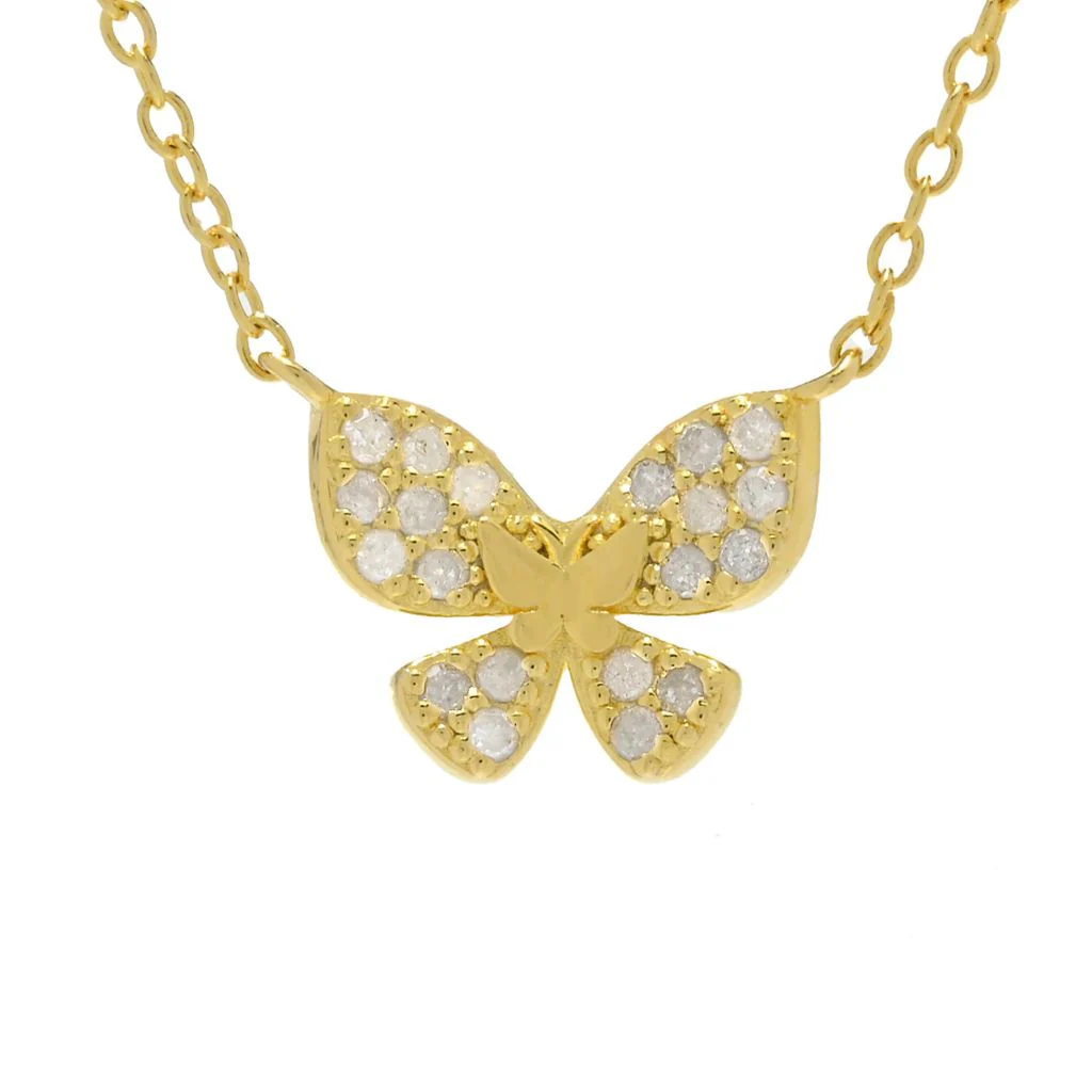 Zoey Blush 18K Gold Plated 0.54ctw Diamond Butterfly 18"+2" Necklace - Image 3