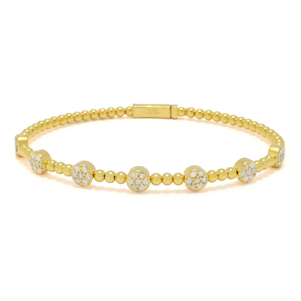 Zoey Blush Choice of Plating 1.02ctw Pave Diamond Station Bangle Bracelet - Image 4