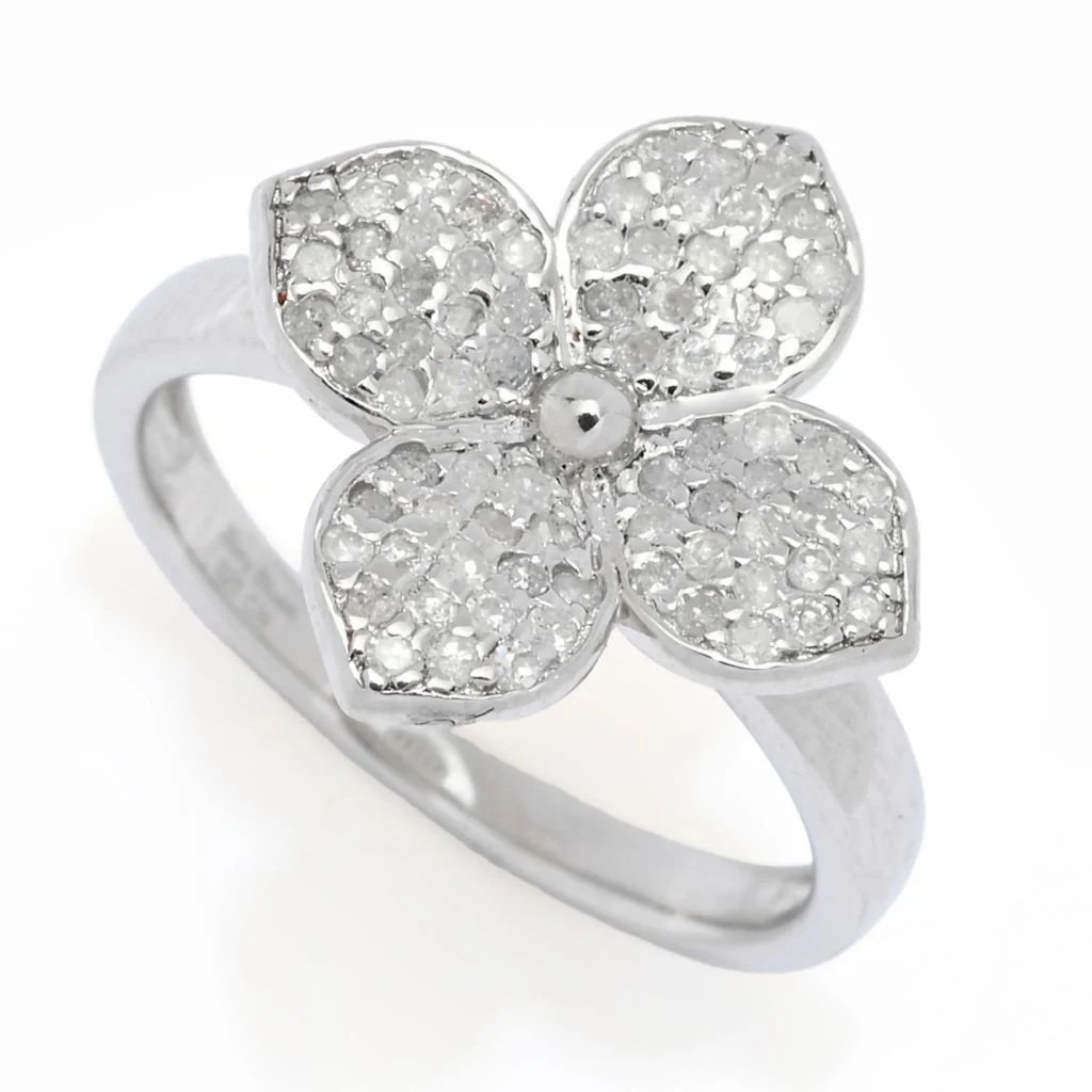Zoey Blush Platinum Plated 0.38ctw Round Diamond Modified Cross Ring - Image 3