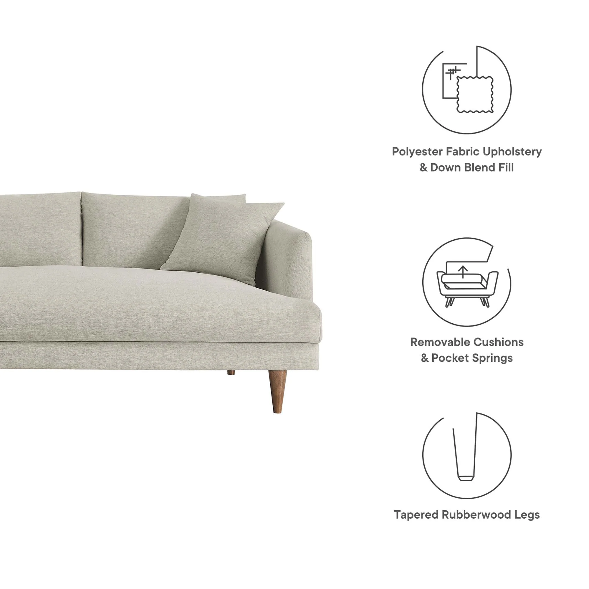 Zoya 3 Piece Down Filled Overstuffed Sectional Sofa by Modway - Image 2