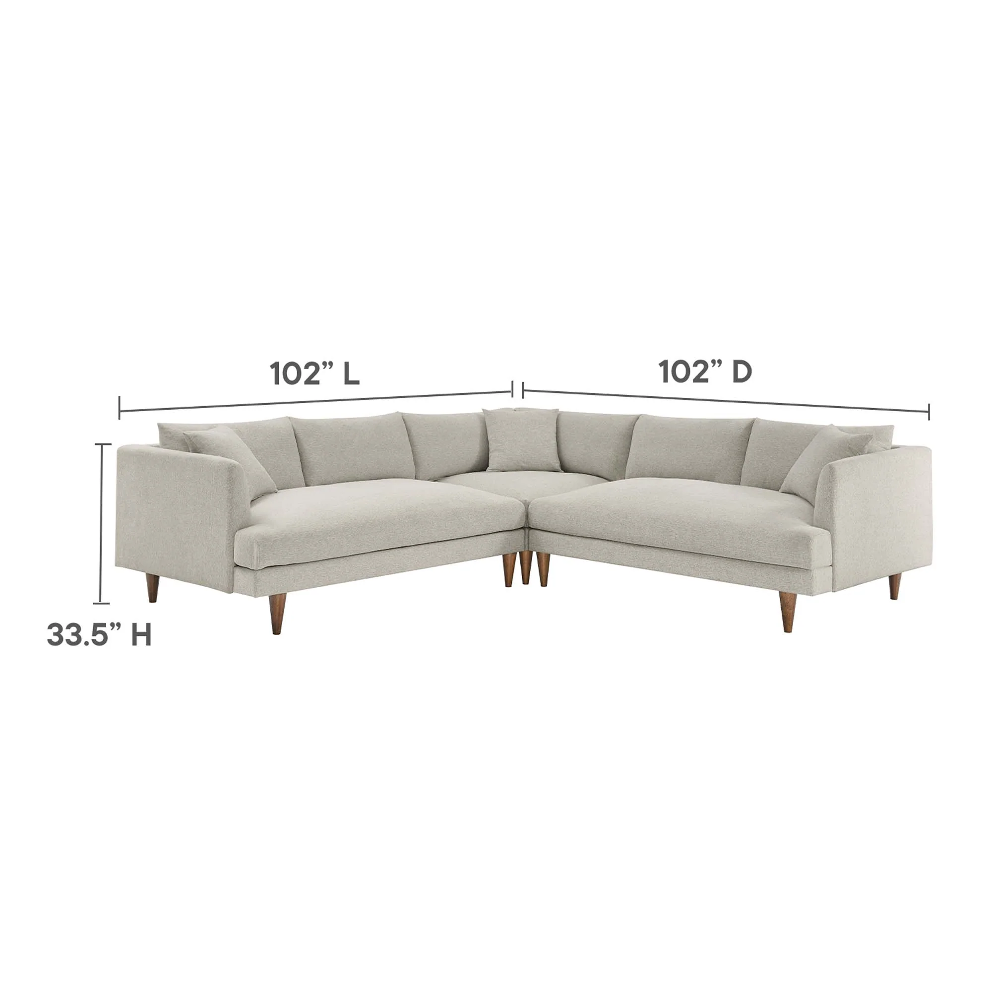 Zoya 3 Piece Down Filled Overstuffed Sectional Sofa by Modway - Image 3