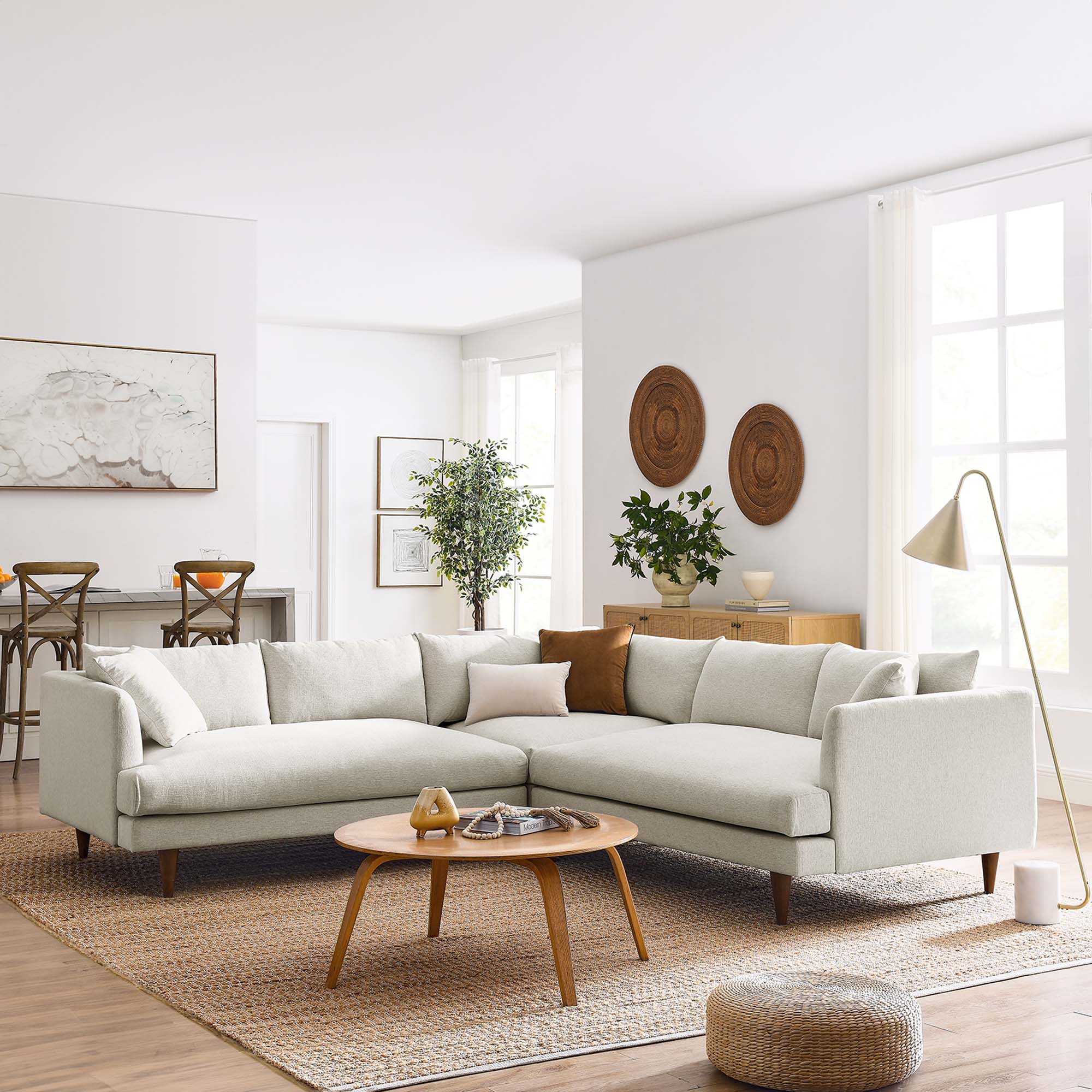 Zoya 3 Piece Down Filled Overstuffed Sectional Sofa by Modway - Image 5