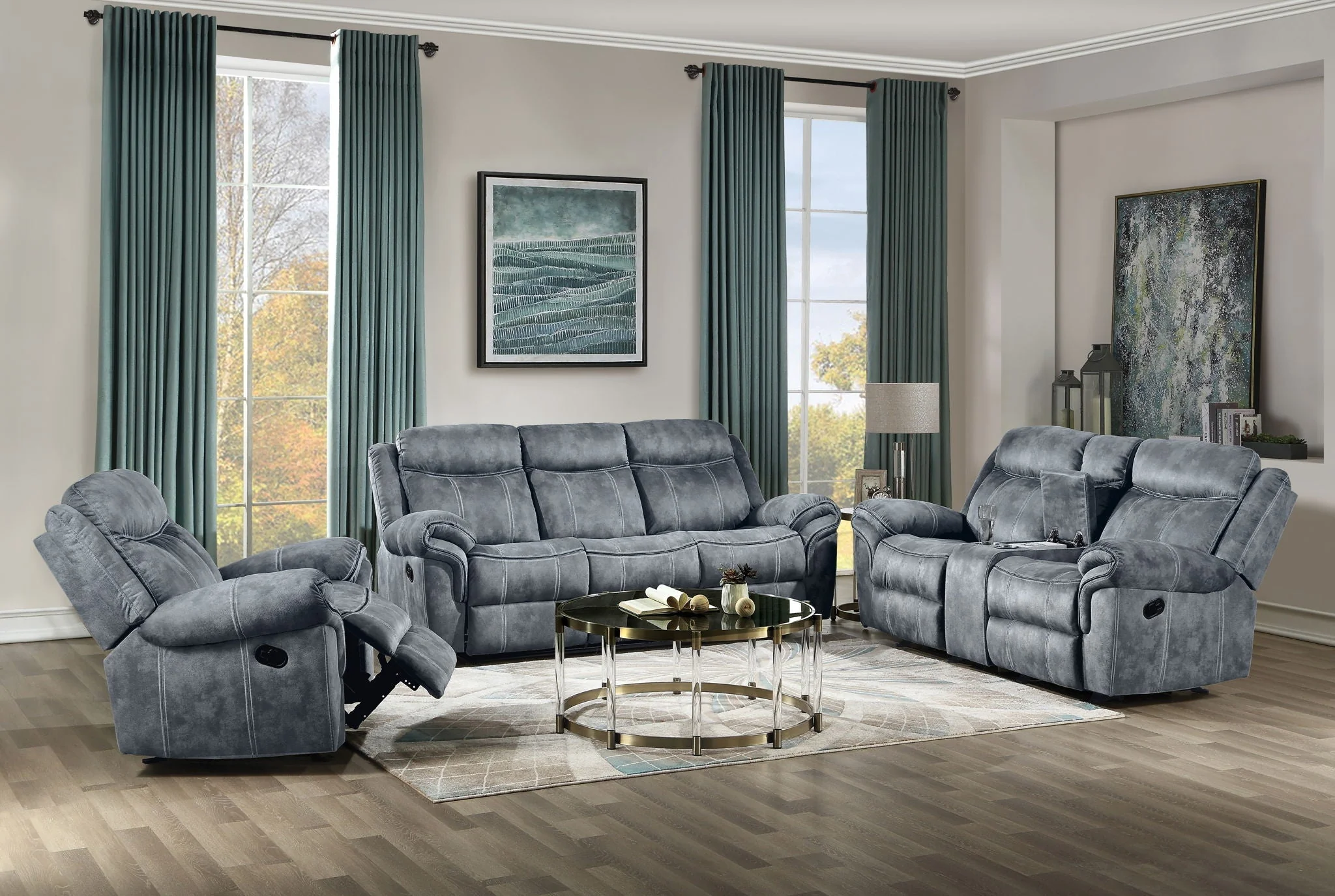 Zubaida - Two Tone 3 Piece Recliner Living Room Set - Image 2