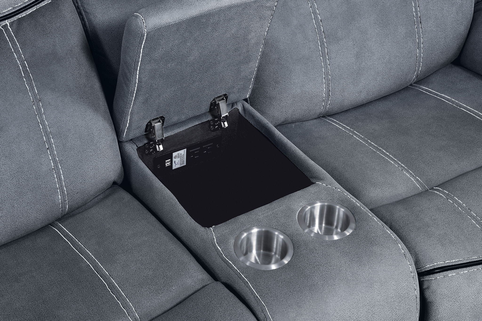 Zubaida - Two Tone Recliner Loveseat With USB Port Console - Image 5