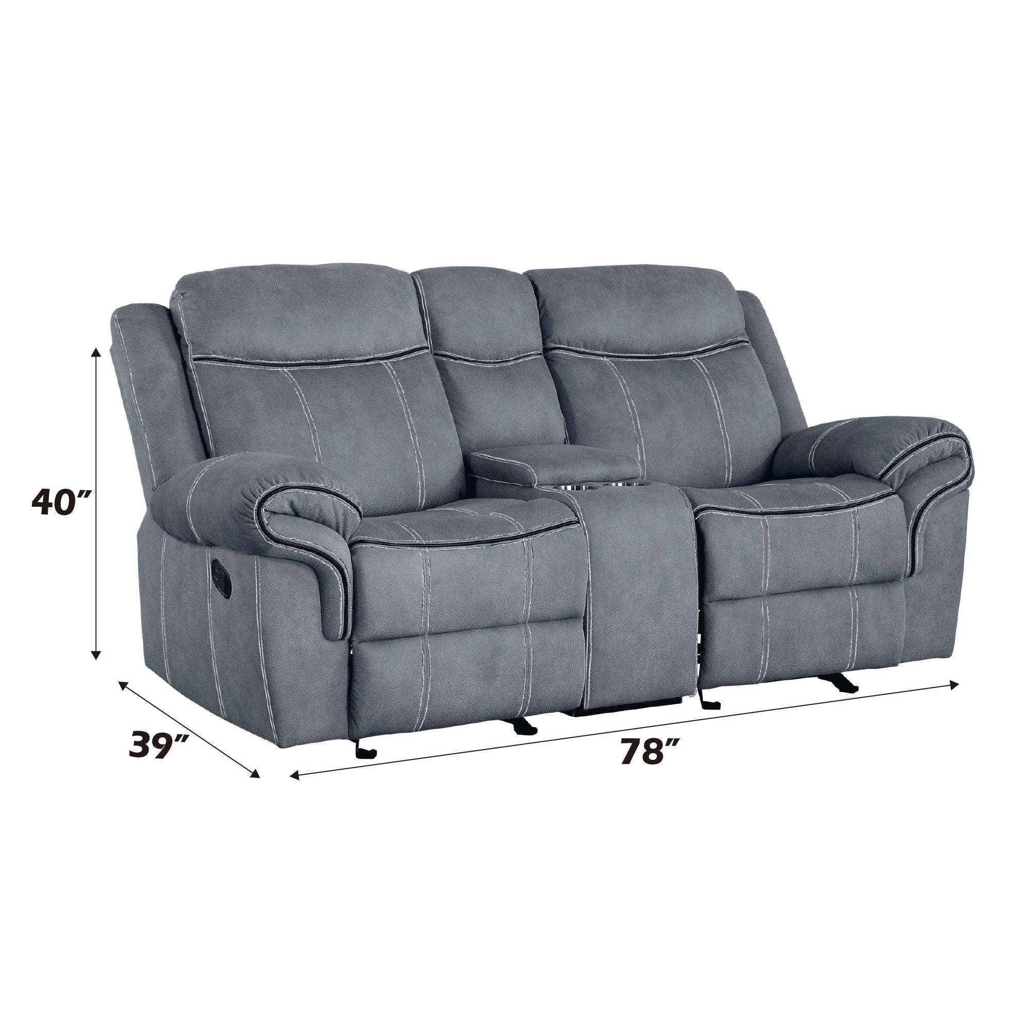 Zubaida - Two Tone Recliner Loveseat With USB Port Console - Image 6