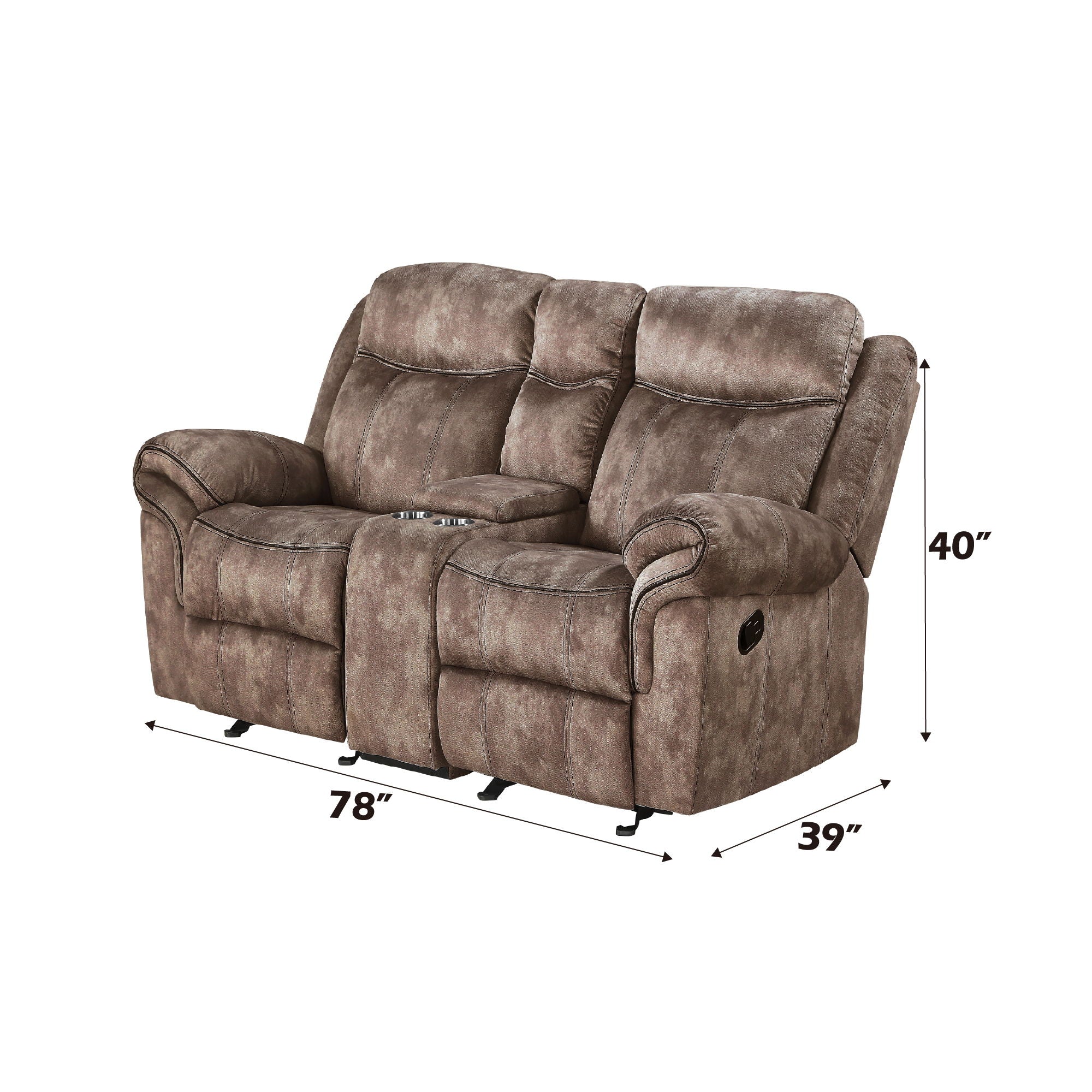 Zubaida - Two Tone Recliner Loveseat With USB Port Console - Image 8